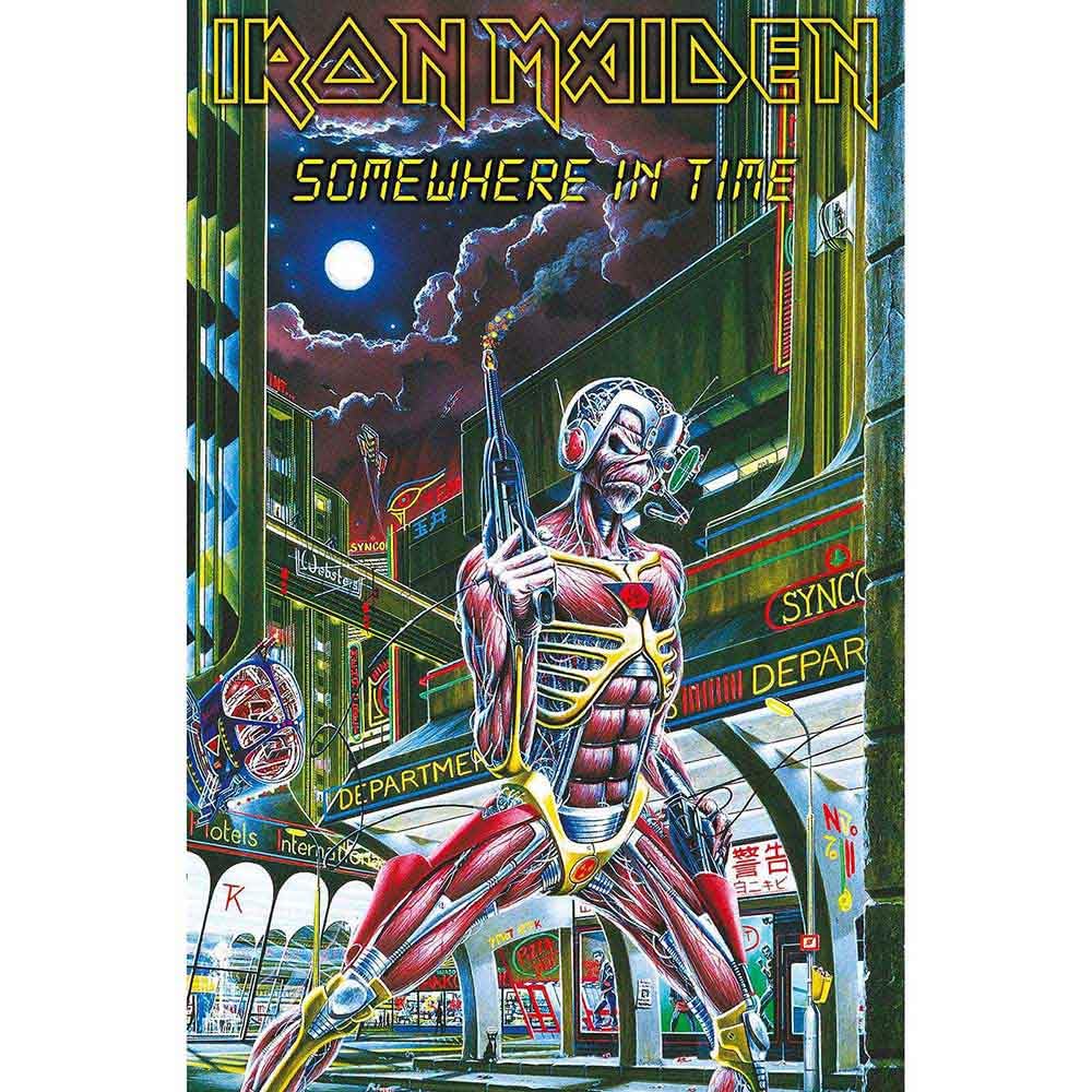 Iron Maiden Pôster têxtil bandeira Somewhere in Time oficial preto
