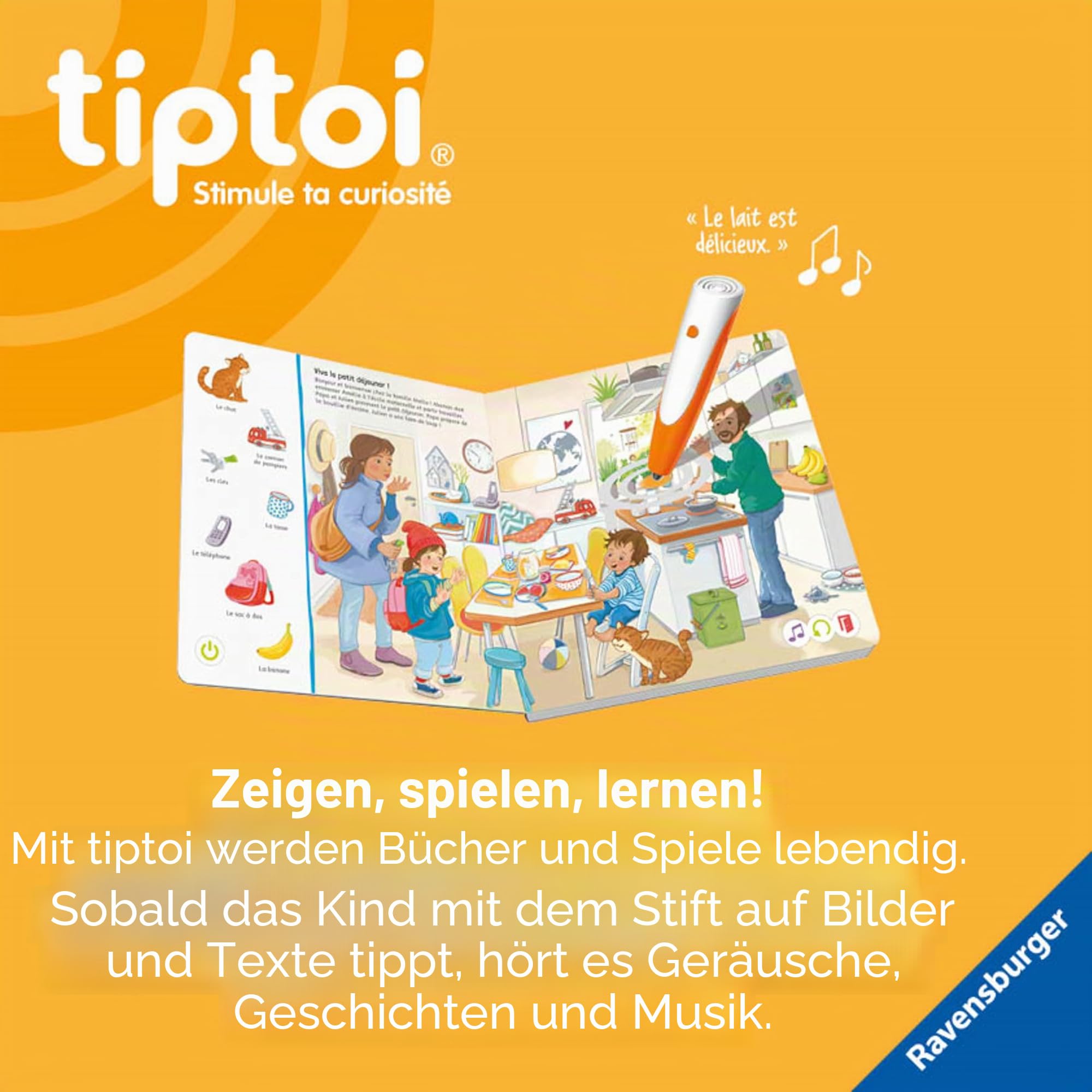 Ravensburger - tiptoi® - Interaktiver Spieler - Elektronisches Lernspiel, ohne Bildschirm - Ab 2 Jahren - Französische Version - Geschichten, Geräusche, Spiele und Musik - 00 178
