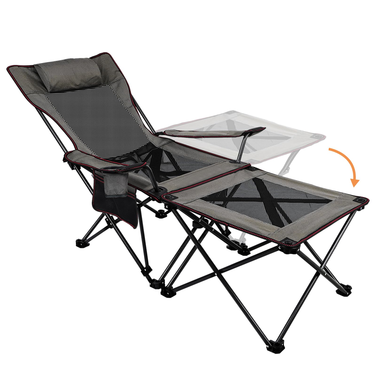 Chaise de camping XGEAR kaki robuste avec plateau latéral et assise rembourrée