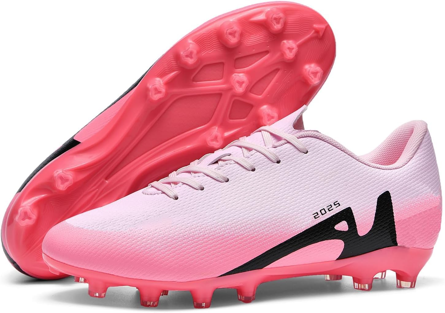 Spike Cleats męskie buty do piłki nożnej, z mikrofibry, profesjonalne buty do piłki nożnej, dla dzieci, młodzieży, do uprawiania sportu, na świeżym powietrzu, buty treningowe, różowy 2, 43 EU