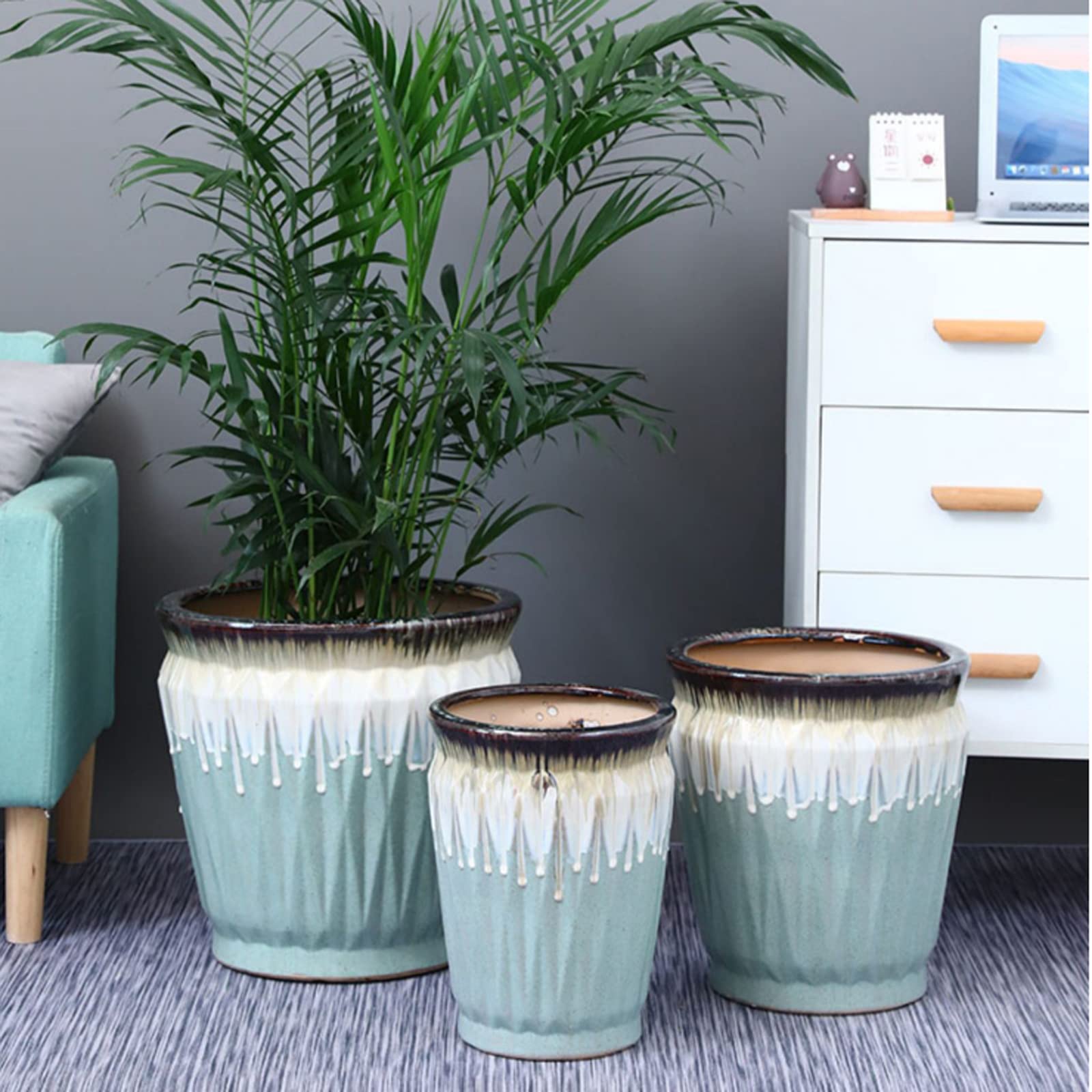 Vasi da Giardino Vasi da Fiori in Ceramica, fioriere smaltate a Goccia Vaso da Fiori Decorativo Moderno per Interni ed Esterni con Foro di drenaggio per Interni ed Esterni