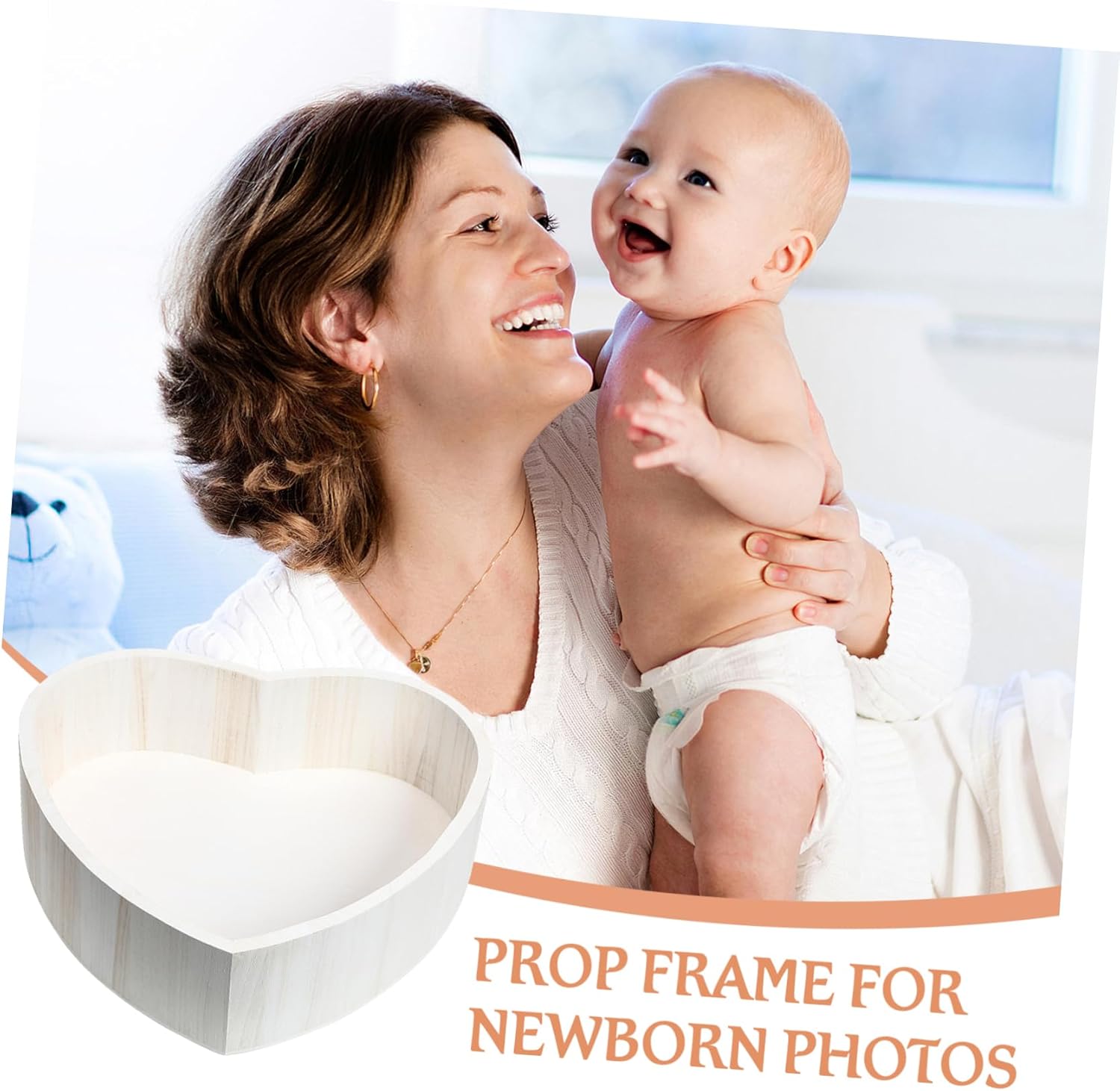 Toyvian 1pc Heart-shaped Wooden Bowl for Newborn Photography Adorable Posing Prop Lightweight Compact Design for Photoshoots Photographers