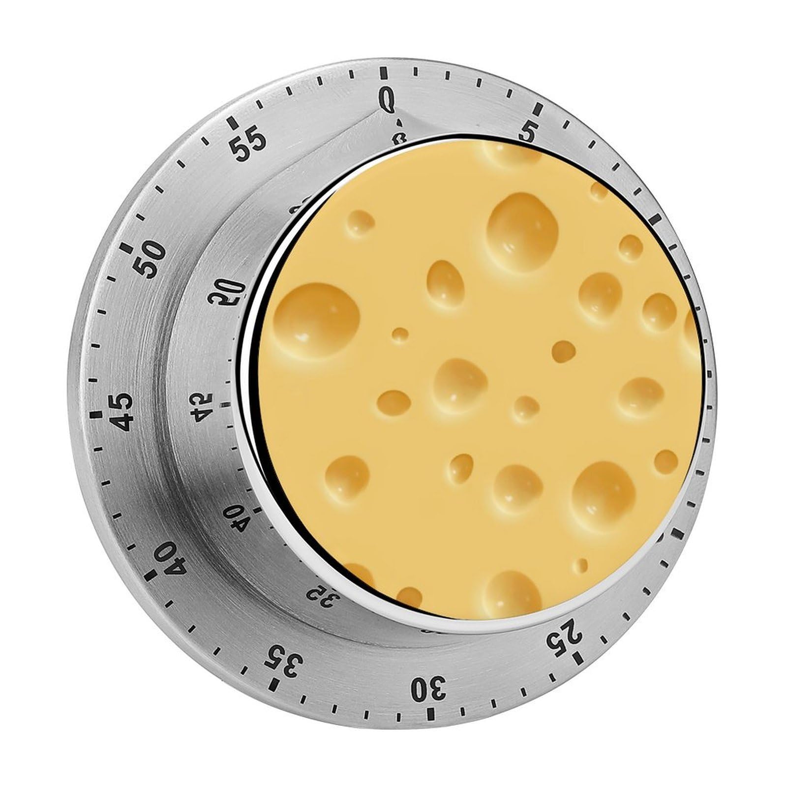 Cheese Stainless Steel Magnetic TimerMechanical Kitchen Timer, No Battery, for Cooking, Studying, Workouts