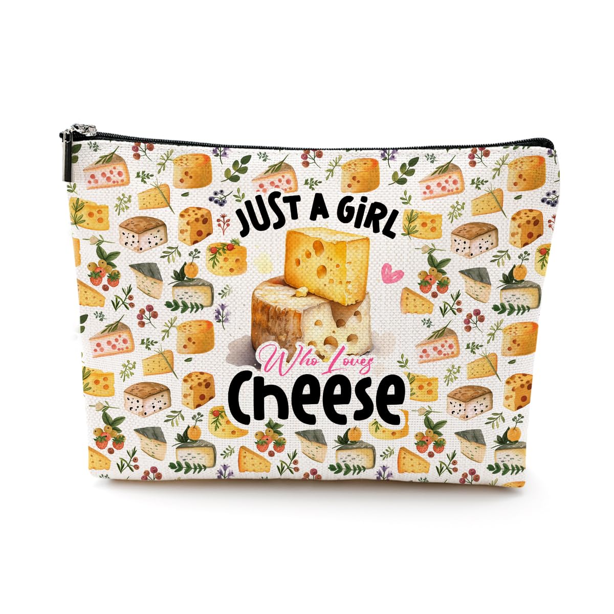 Cute Cheese Cosmetic Bag Funny Cheese Gifts Food Lover Gifts Merch Makeup Bag Mothers Day Graduation Christmas Birthday Friendship Appreciate Gifts for Women Friends Mom Soul Sister Teen Girls