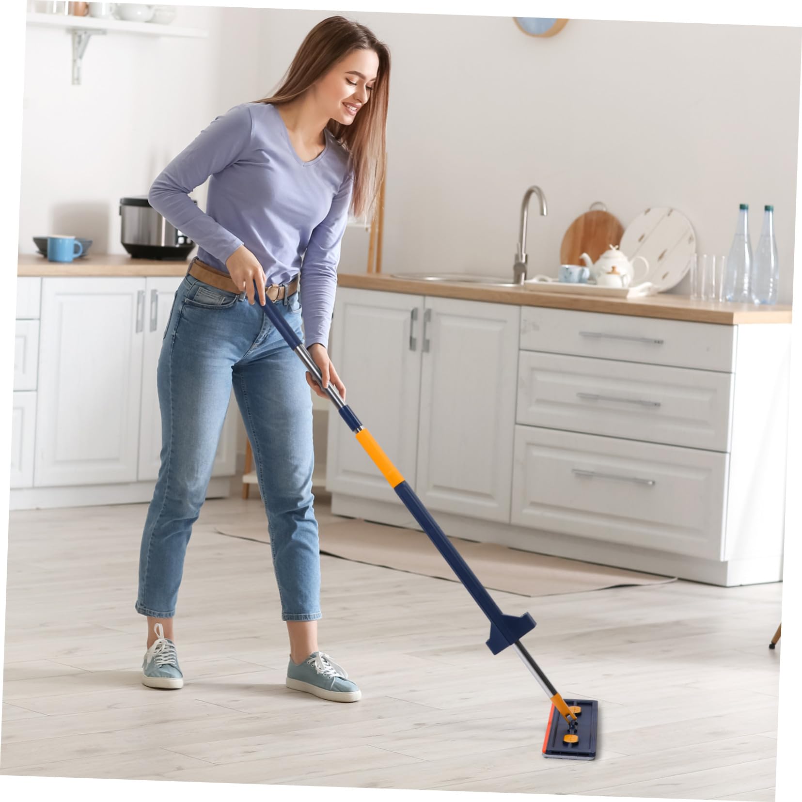 Hemobllo Panno Piatto Grande per Pavimenti Testa Piatta Raschietto per Acqua Pressione e Scomparto di Pulizia per Accessori per Pulizia