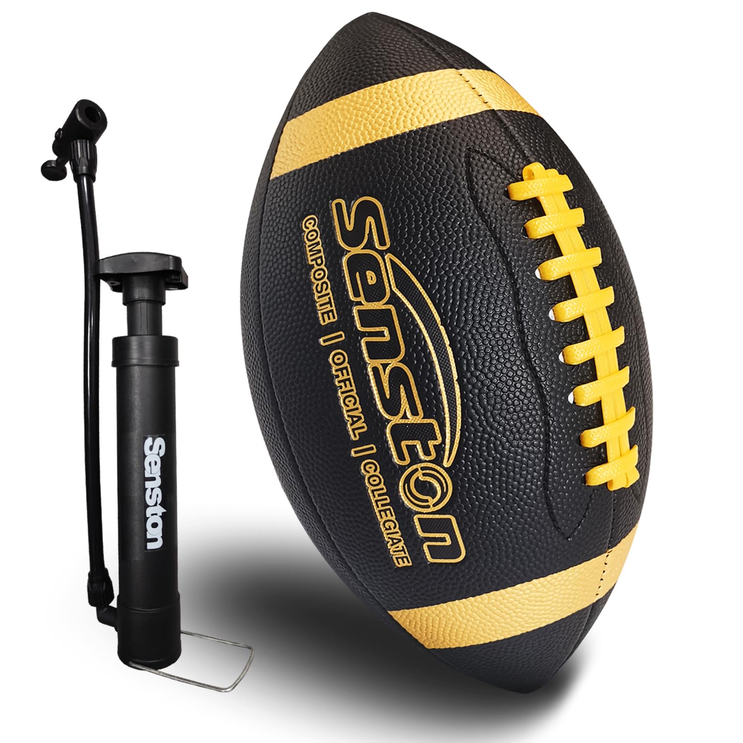Senston Football Size 9/6 - Premium Composite Leather High School/Kids/Youth Football with Pump Size Foot Ball with Pump