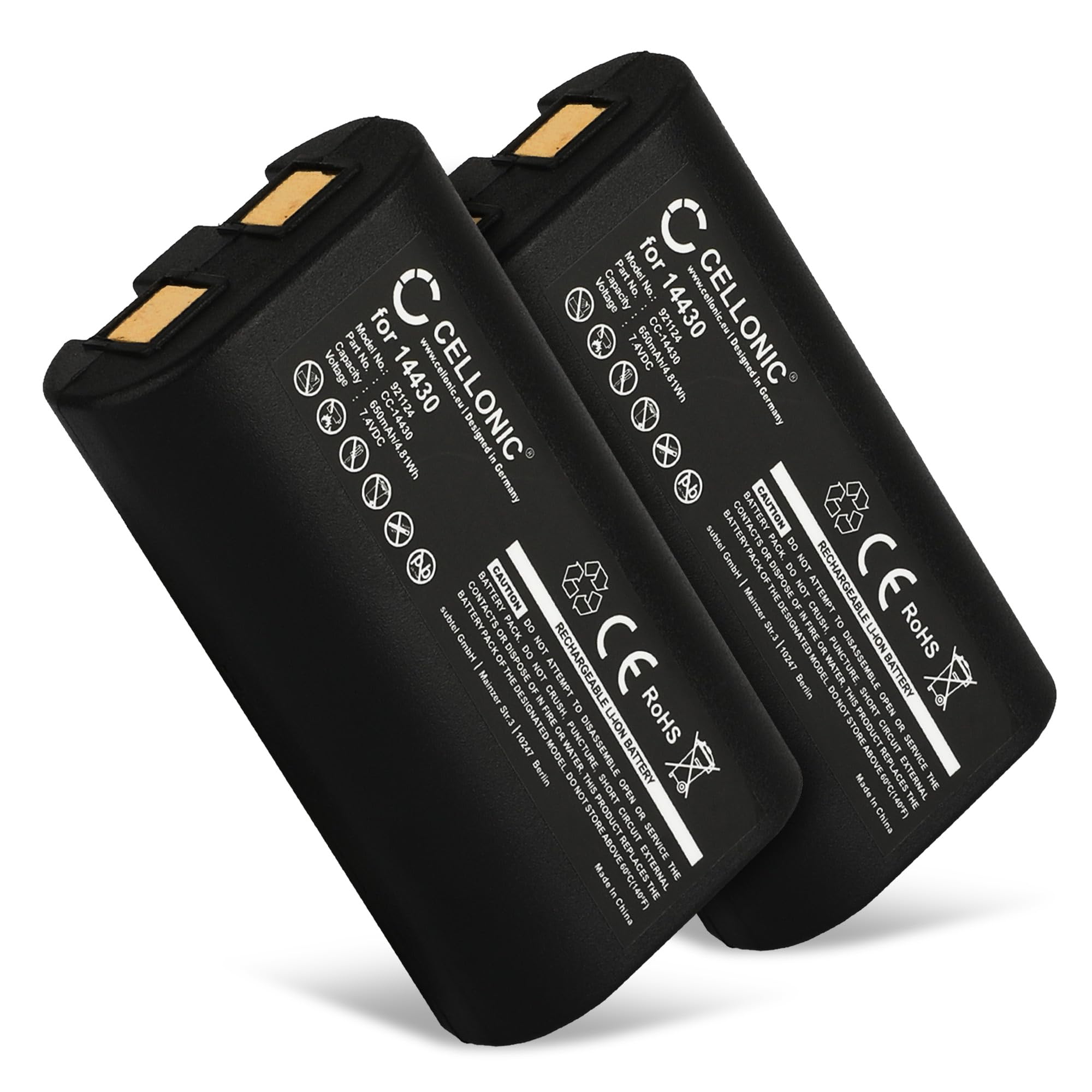 CELLONIC 2x Battery for Printer Compatible with Dymo LabelManager 280, LabelManager PnP, LabelManager 260P, 14430 - (650mAh, 7.4V)