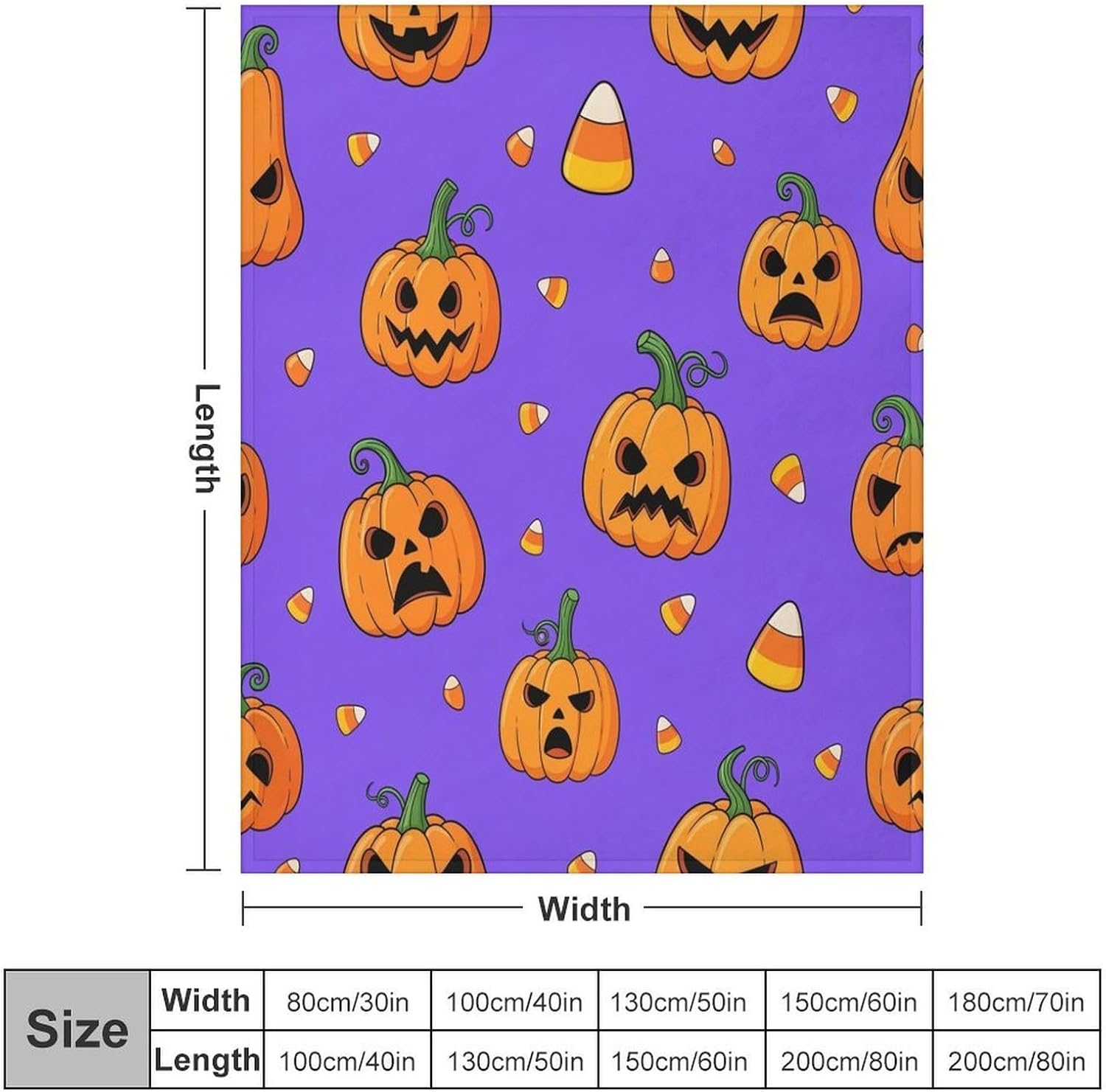 Throw Blanket Halloween Pumpkins Candy Corn Blankets Soft Warm Cozy Flannel Blankets for Couch Sofa Bed Livingroom Travel Home Decor 50"x60"