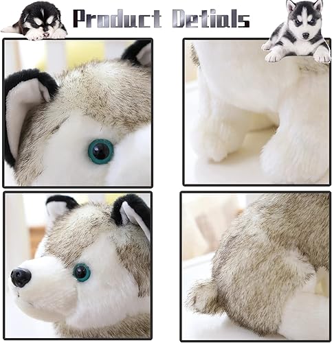 Miniatura 2 de Enhopty Juguetes de peluche Husky Dog de 8 pulgadas para cachorros juguetes de peluche de lobo husky de peluche para cachorros adornos de perro de