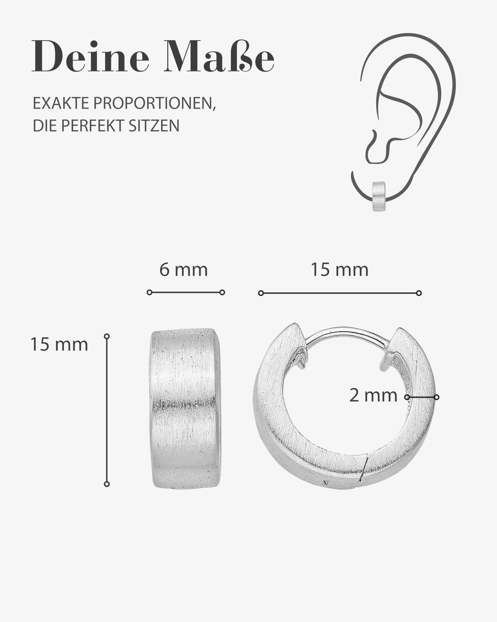 Vinani Damen Ohrringe 925 Silber - Klapp Creolen Ohrring Set für Frauen aus 925 Sterling Silber breit rund mattiert CRR