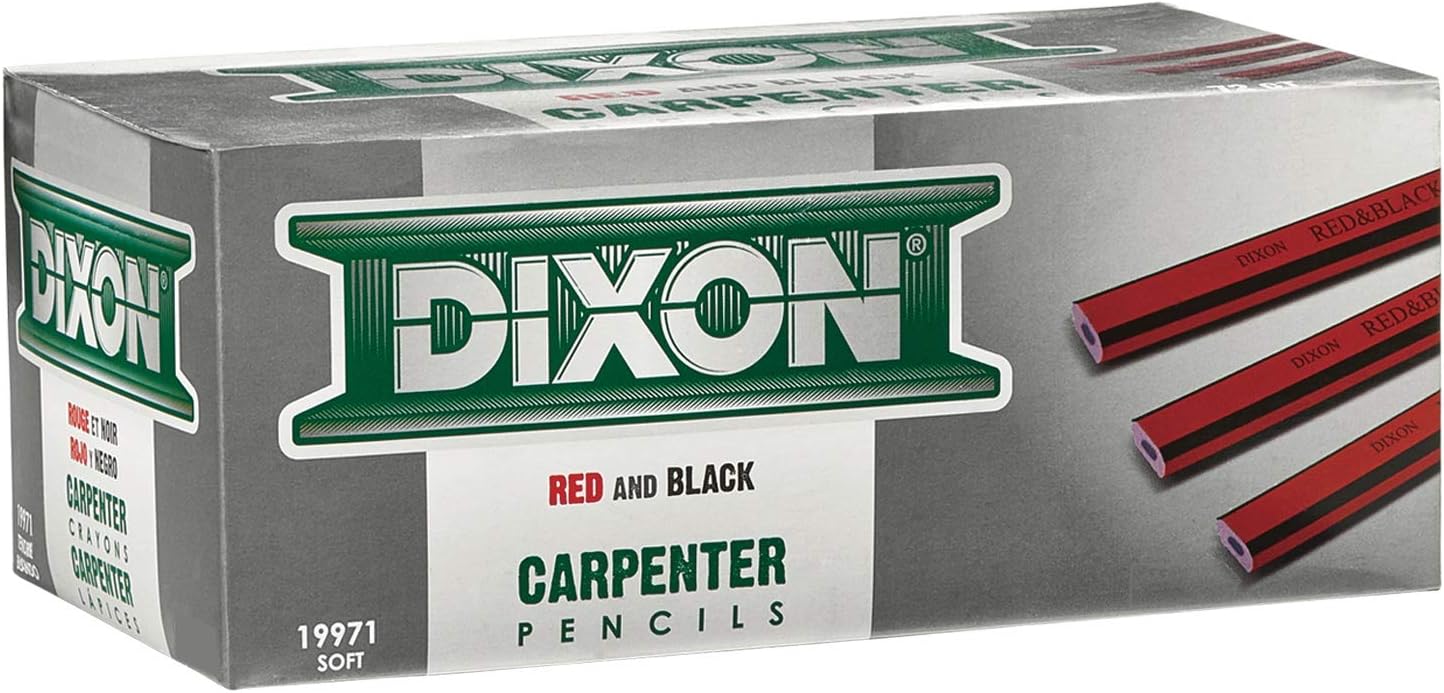 DIXON Industrial Carpenter Pencils, Soft Graphite Core, Red/Bla
