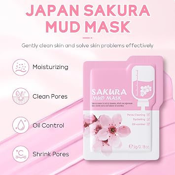 Skin Care Sets & Kits, Cherry Blossom Skincare Set Skin Care for Teenage Girls, Pamper Sets for Women Skincare Sets with Face Cream,Face Serum,Lip Mask,Sleep Mask,Eye Mask,Mud Mask
