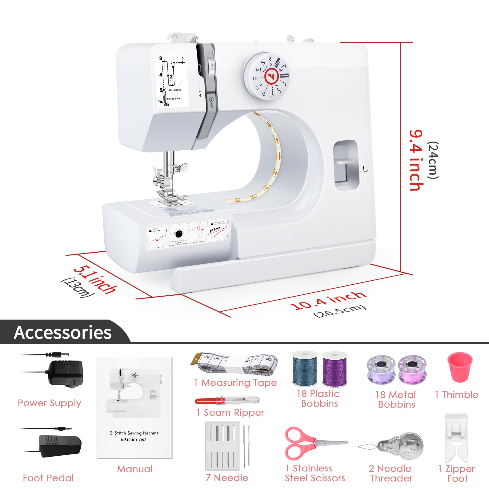 KPCB Sewing Machine For Beginners 12 Stitches, Updated