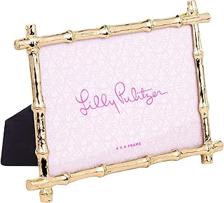 Lilly Pulitzer 4x6 Picture Frame, Decorative Photo Frame for Tabletop, Metal Frame with Glass Front, Bamboo