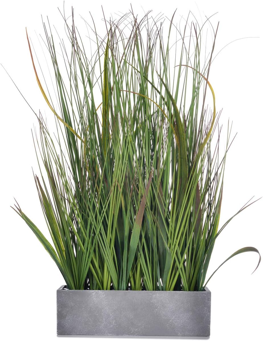 AlphaAcc 20 inch Fake Plants Weather Resistant Evergreen PVC Wheat Grass Plant in Pot Realistic Looking Fake Sea Grass for Home Office Decor Artificial Indoor Plant