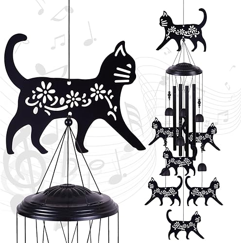 Outdoor Cats Wind Chimes Decoration, Mobile Wind Catcher - Cat Gifts For Women
