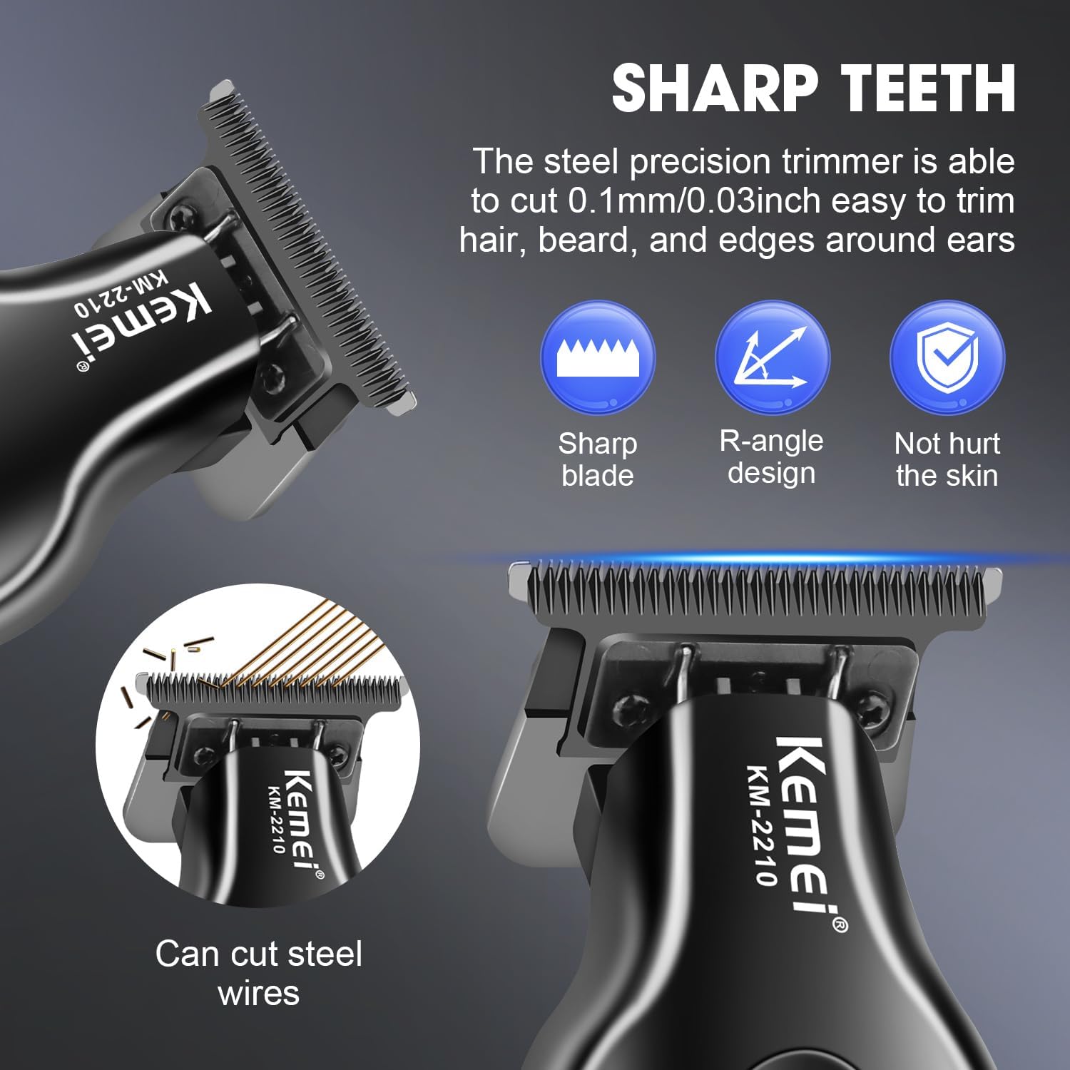 KEMEI KM-2210 Sharp Blades and R-angle Design