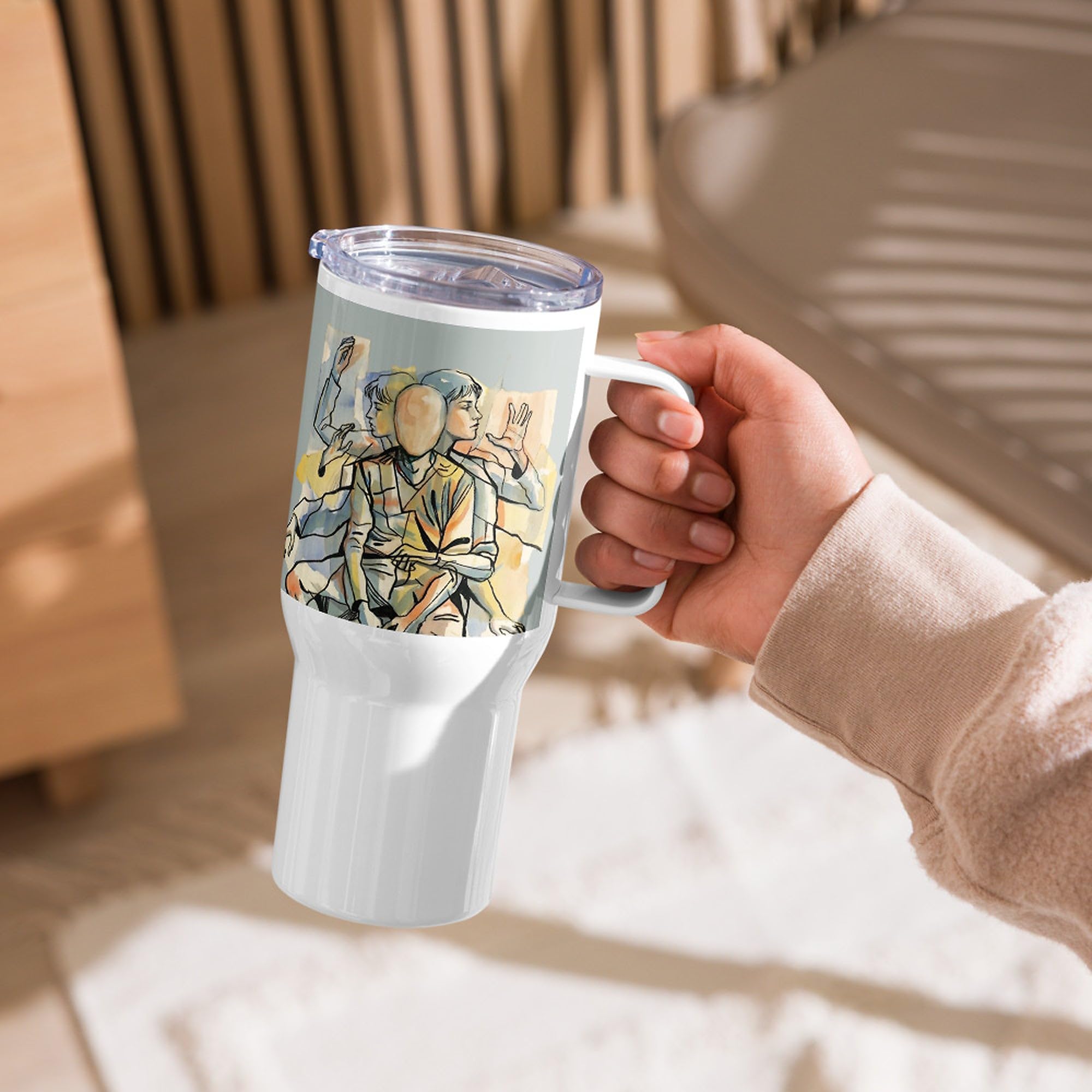 Taza de Viaje Síndrome de Tourette con Asa, Regalo para la Comunidad Tourette