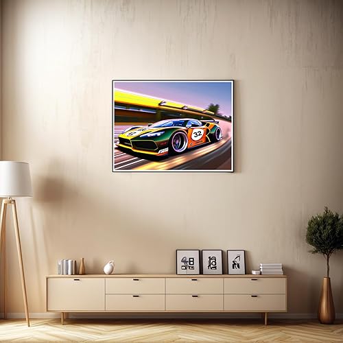 Miniatura 3 de NUFTVI Kits de pintura de diamantes para coches de carreras, kits de arte de diamantes de taladro completo para adultos, decoración de pared del