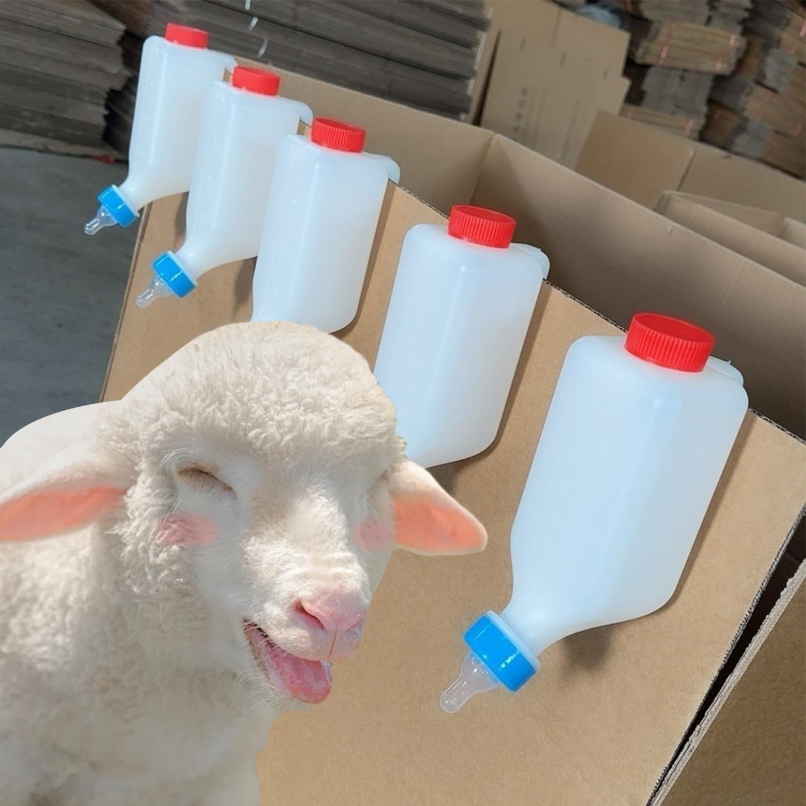 Feeding Bottle Lambs, Small Animal Bottle, Milk Feeder Hangable, Soft Nipple Design, ABS Material, Sturdy Leak-Proof, Ideal for Goat, Lamb, Nursing Animals, 1 Piece
