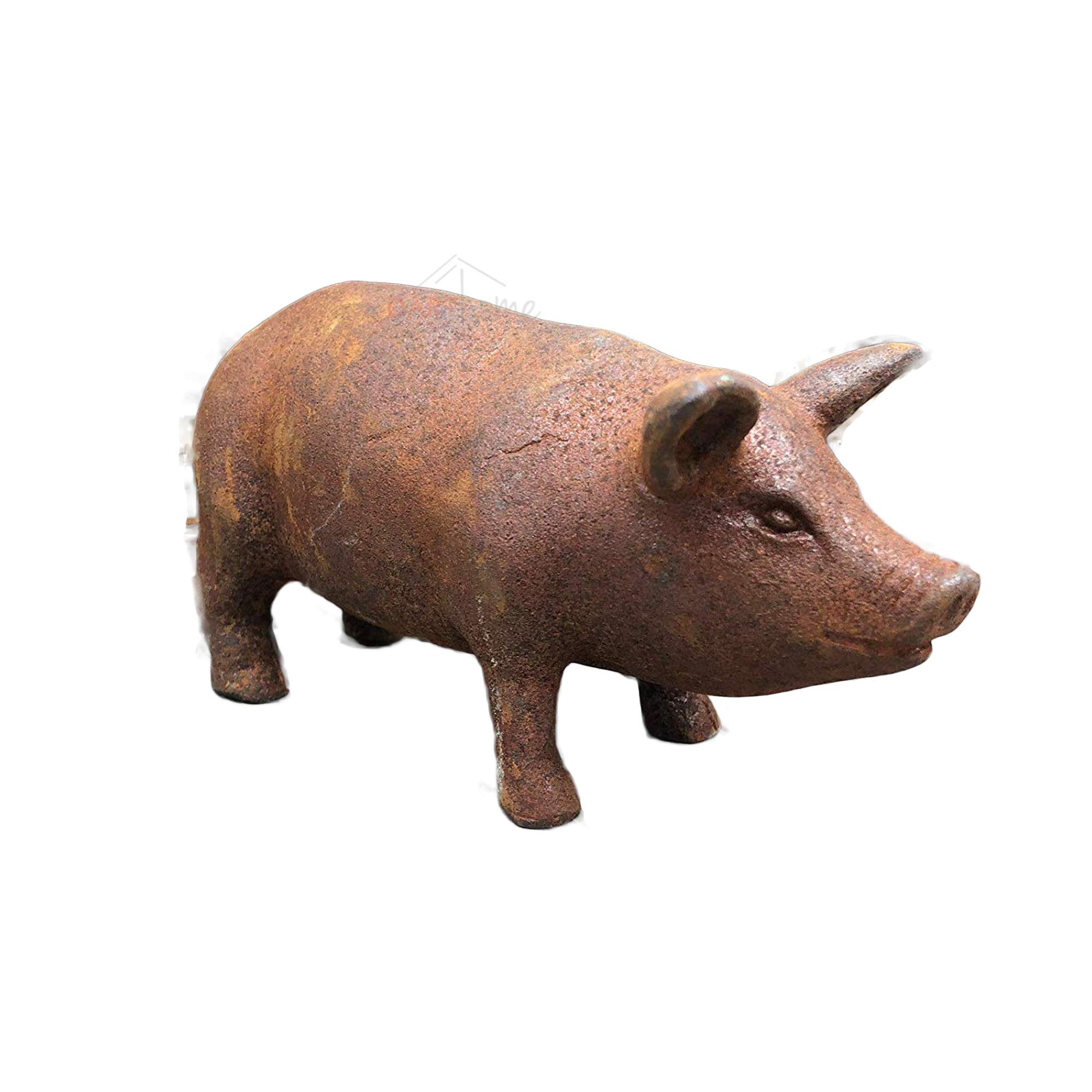 Darthome Brown Ltd Cast Iron Pig Outdoor Farm Garden Patio Lawn Sculpture Statue Animal Ornaments (Small)