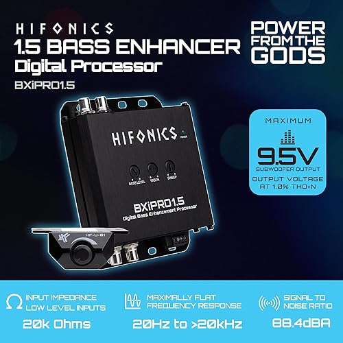 Miniatura 2 de Hifonics BXIPRO1.5 Potenciador de bajos, procesador digital con control remoto de montaje en tablero, integración con cualquier vehículo para
