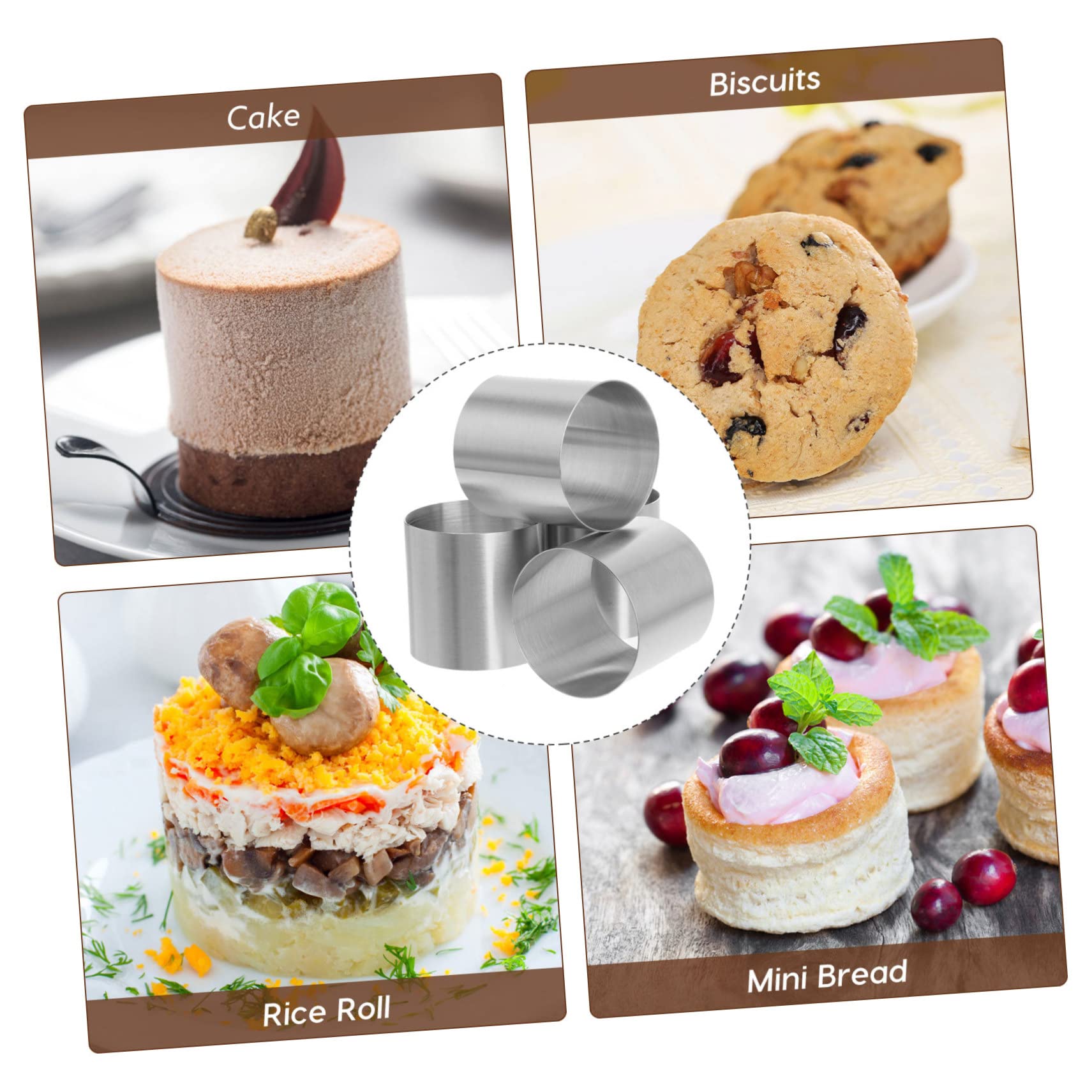 Alipis Moule à Gâteau Rond en Acier Inoxydable 8 Pièces, Moule à Mini Mousse Réutilisable, Facile à Nettoyer, pour Pâtisserie DIY et Desserts Délicats