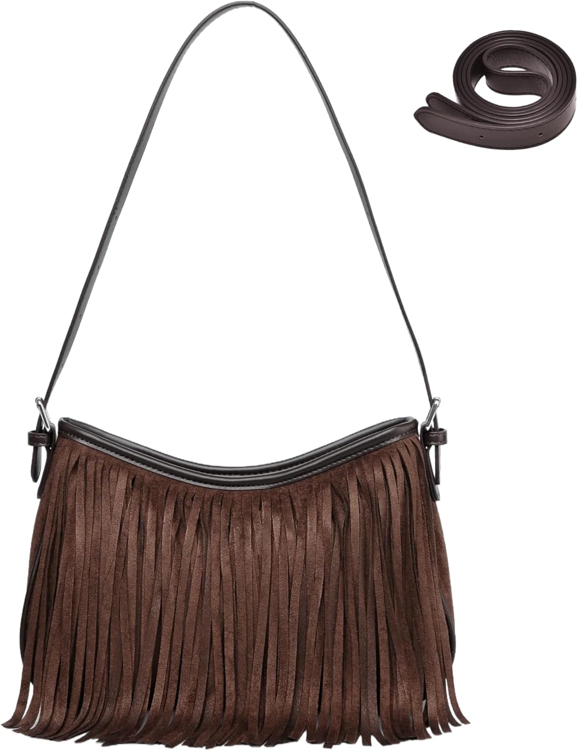 Fringe Shoulder Bag for Women Underarm Suede Western Hobo Purses and Handbags Trendy Crossbody Purse with Tassel