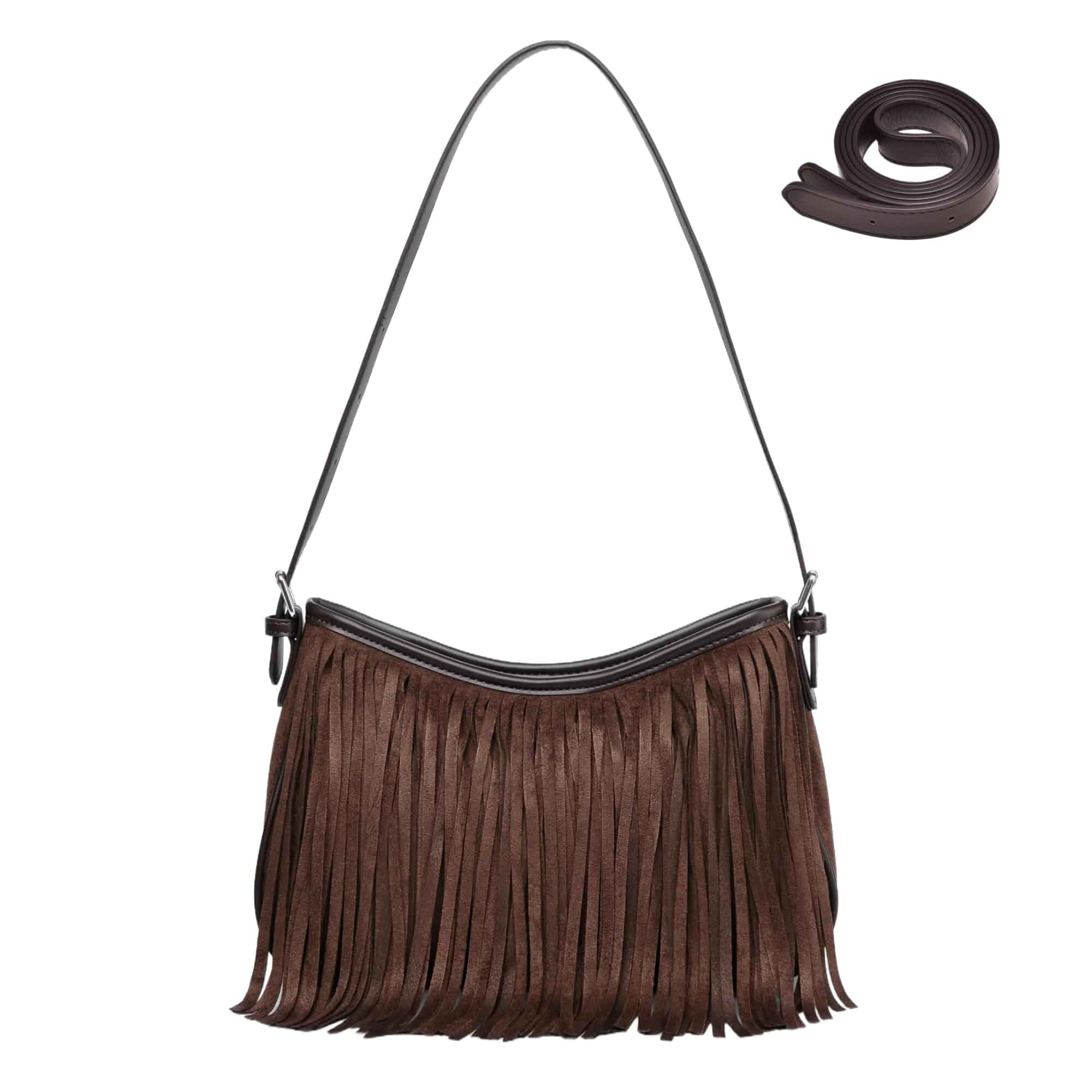 Fringe Shoulder Bag for Women Underarm Suede Hobo Purse Crossbody Handbag Trendy western tassel hobo bag, versatile crossbody purse for daily casual matching and party wear