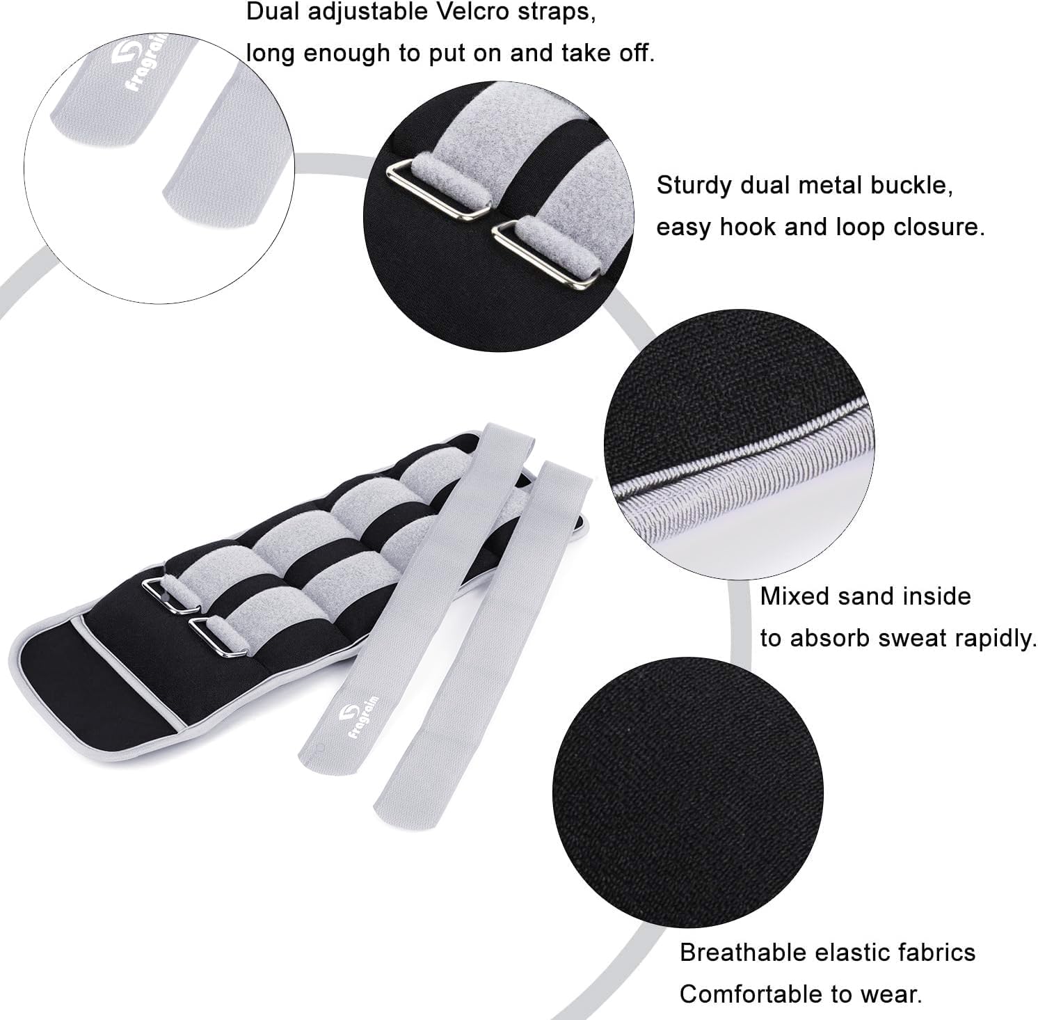 Pesas de tobillo para mujeres, hombres y niños, 5 kg x 2 pesas de entrenamiento de fuerza para pierna/muñeca/brazo con correa ajustable para pilates, correr, gimnasia, aeróbicos, terapia física
