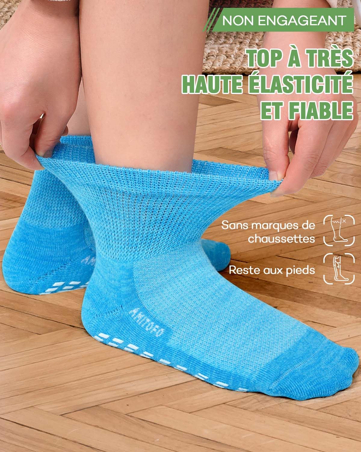 Chaussettes Diabétiques Antidérapantes Femme: Chaussettes de Bambou Extra Large Sans Elastique Sans Couture Homme Non Comprimantes Pieds Gonflés