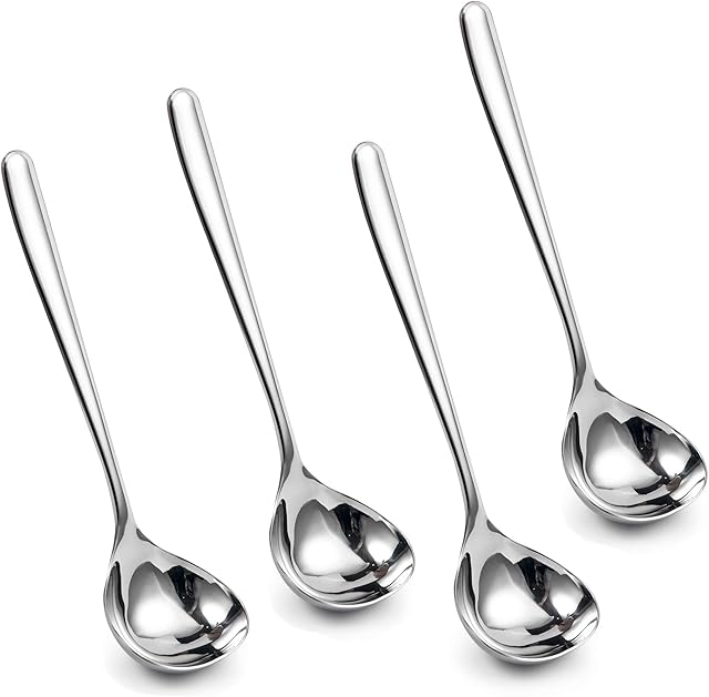 IMEEA 8-inch Small Ladle Spoon SUS304 Stainless Steel Ladle Serving Soup Ladle Gravy Ladle, Set of 4