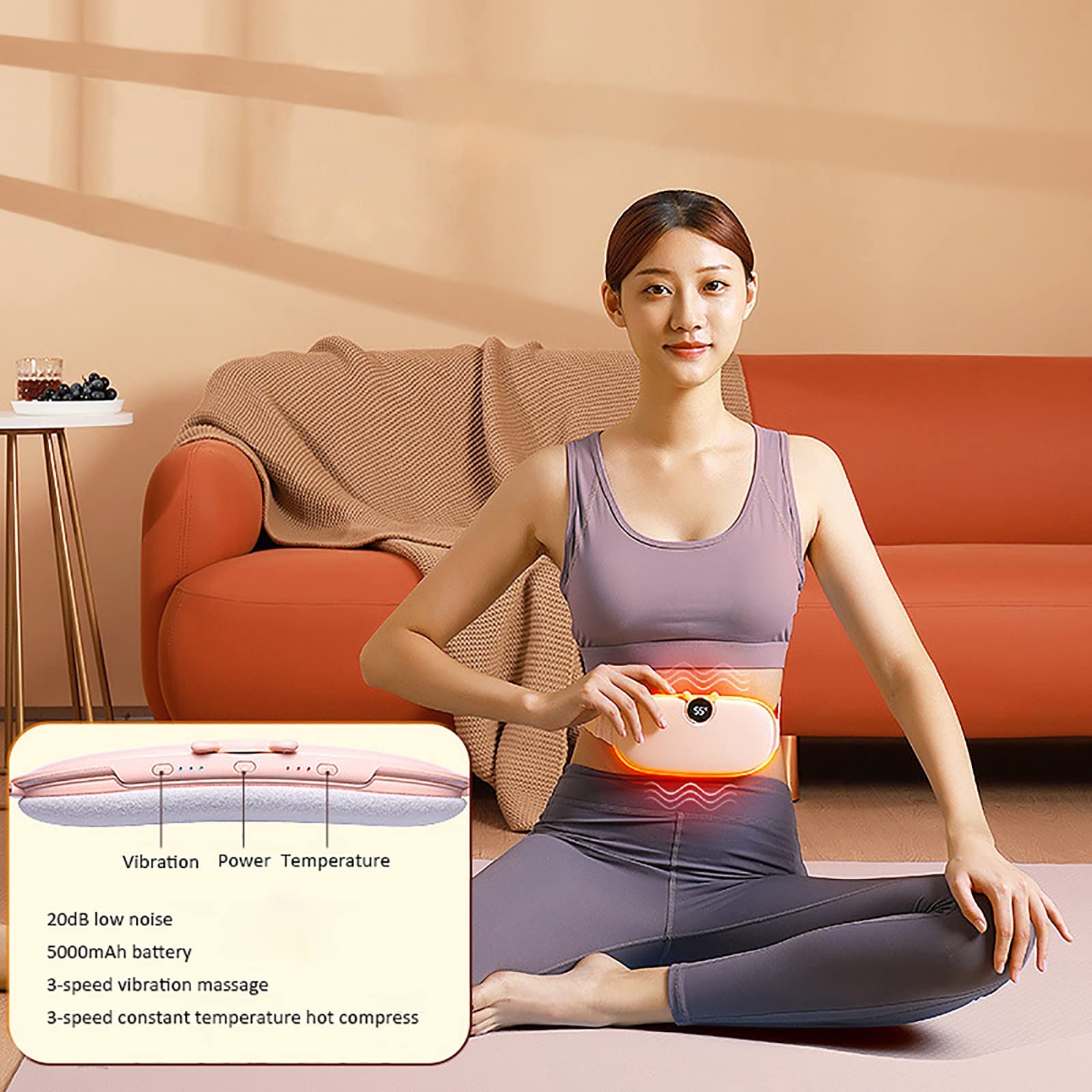 Almohadilla de calefacción menstrual portátil de moda, almohadilla de calefacción inalámbrica para calambres, control de temperatura inteligente, pantalla digital de masaje de frecuencia múltiple