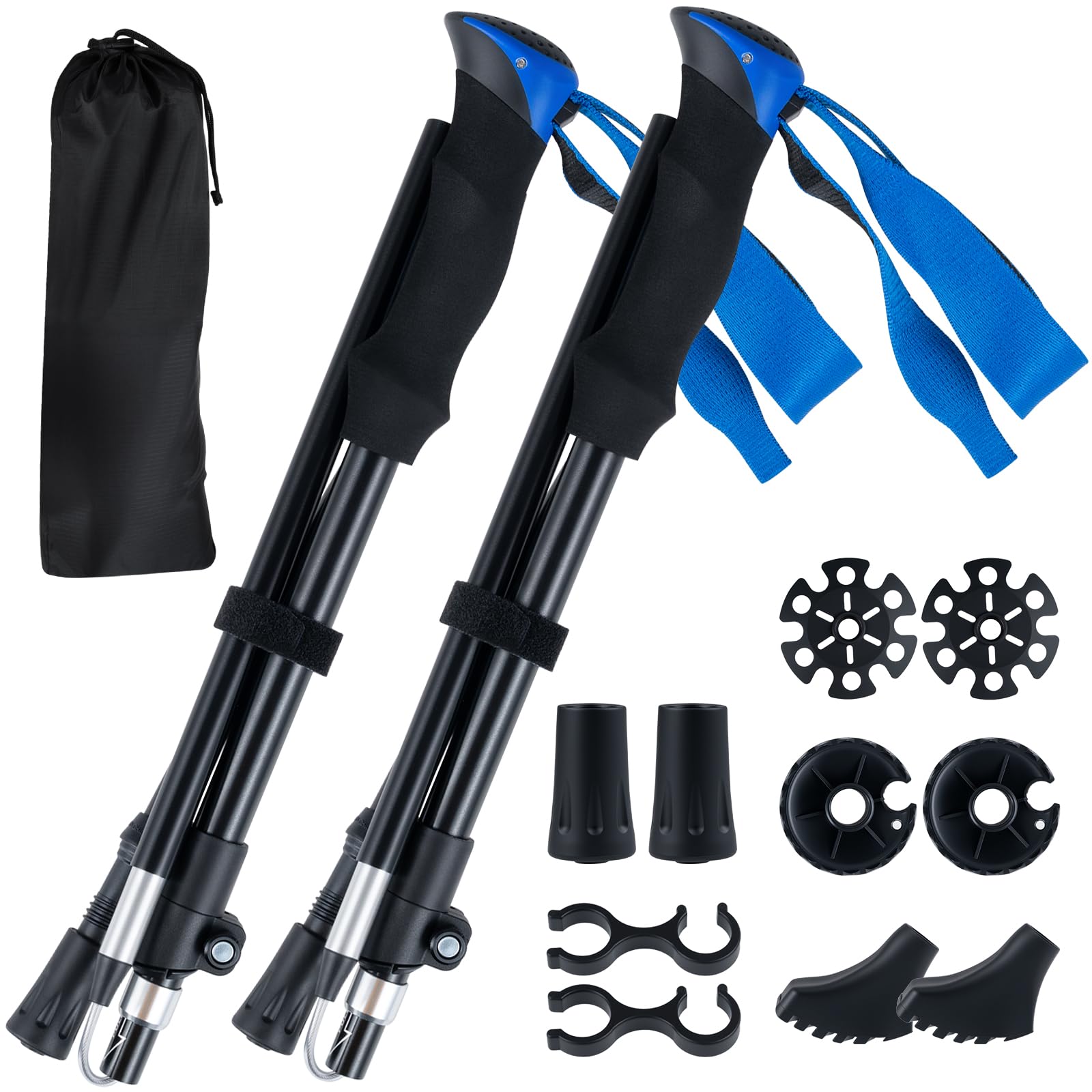 COSTWAY Wanderstöcke faltbar 7075 Aluminium, Nordic Walking Stöcke für Damen und Herren, Teleskop Trekkingstöcke zum Wandern, Trekking und Skitouren