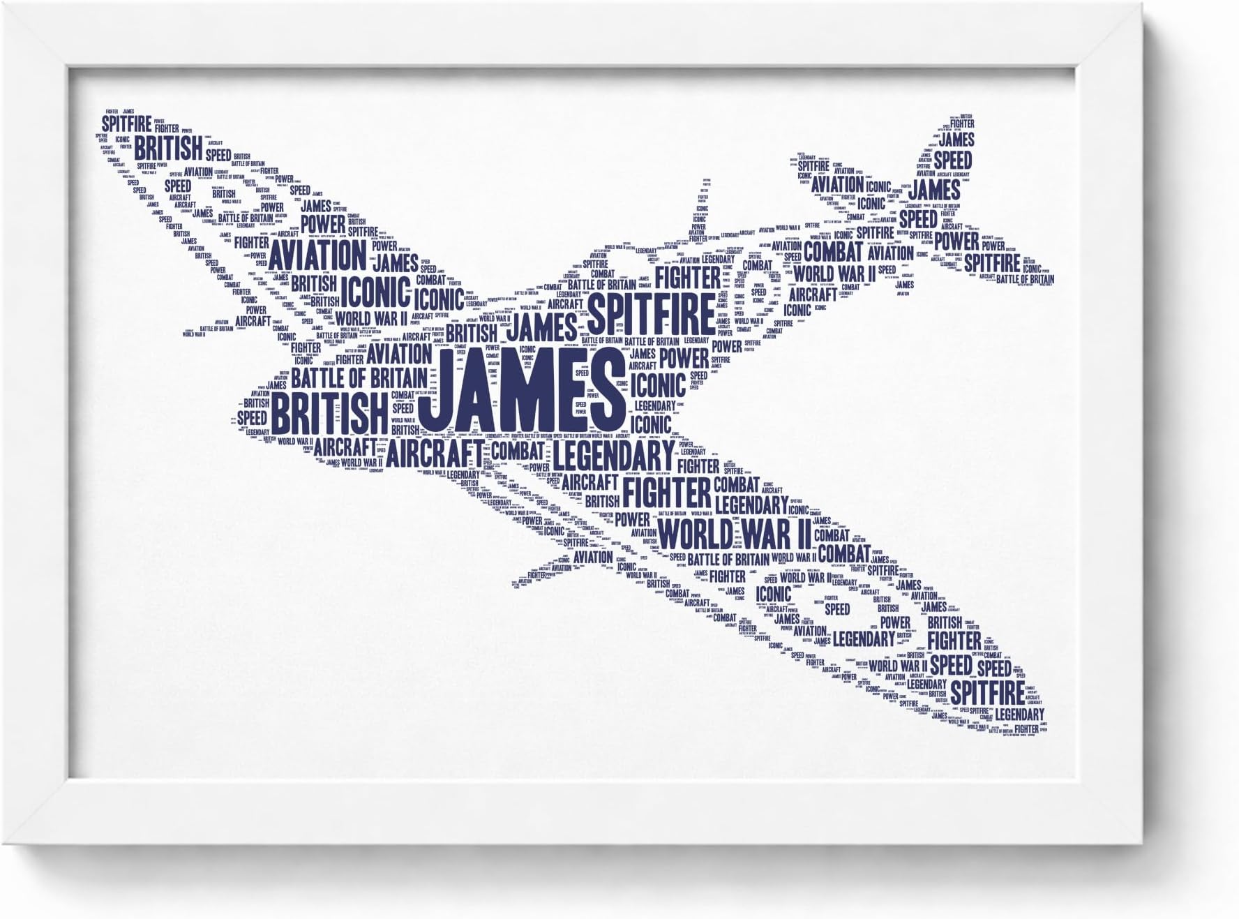 Violet Grace Personalised Spitfire Aircraft Plane Word Art Print - Spitfire RAF Wall Art Picture Gifts - A5, A4, A3 Poster, Prints & Framed