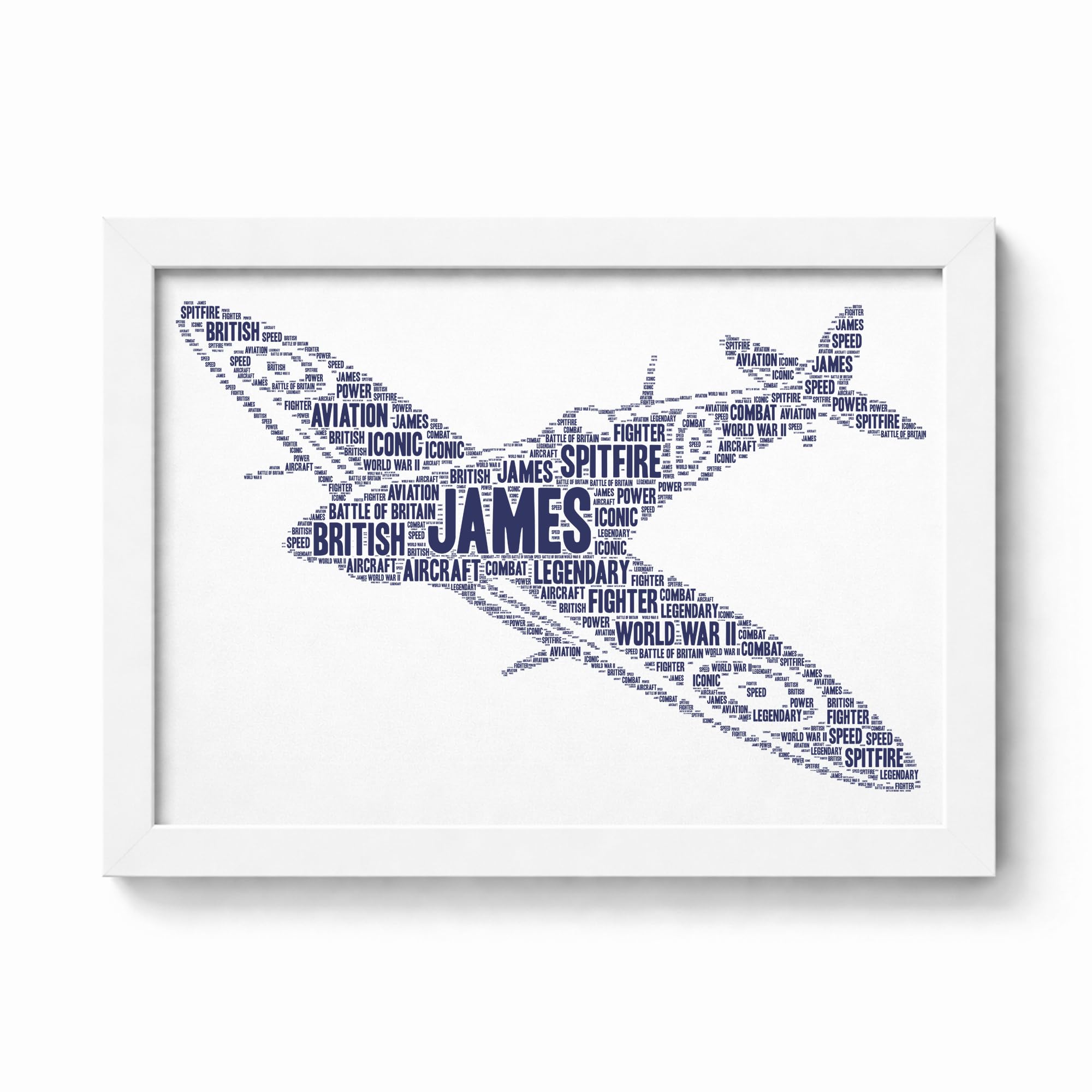Violet Grace Personalised Spitfire Aircraft Plane Word Art Print - Spitfire RAF Wall Art Picture Gifts - A5, A4, A3 Poster, Prints & Framed