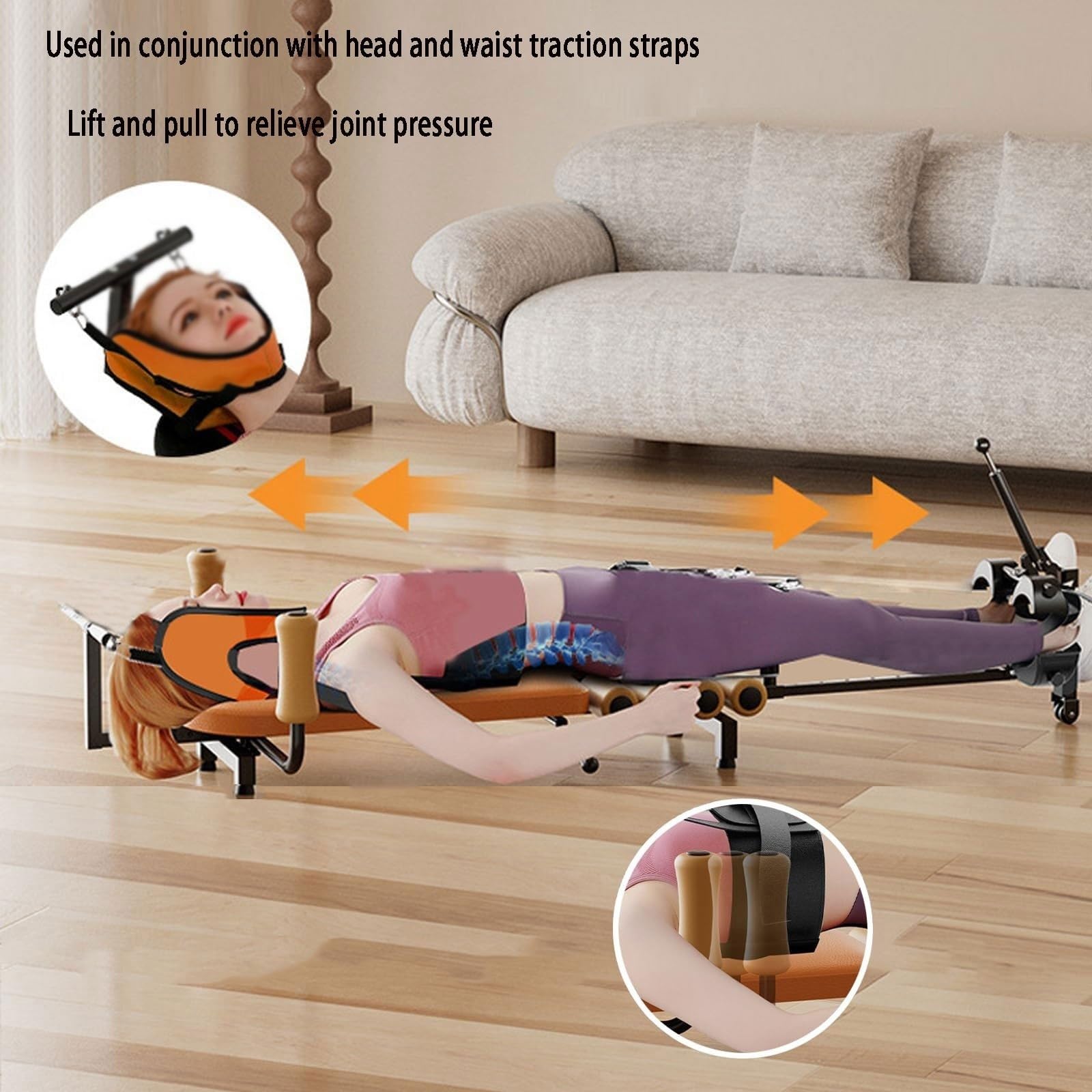 Professionelle Rücken-Stretch-Bank,rückendehner Und Wirbelsäulenstrecker,Mobile Rückenstabilisator,Längenverstellbar Rückentrainer,Belastbarkeit 130kg,Ideal Für Home Gym