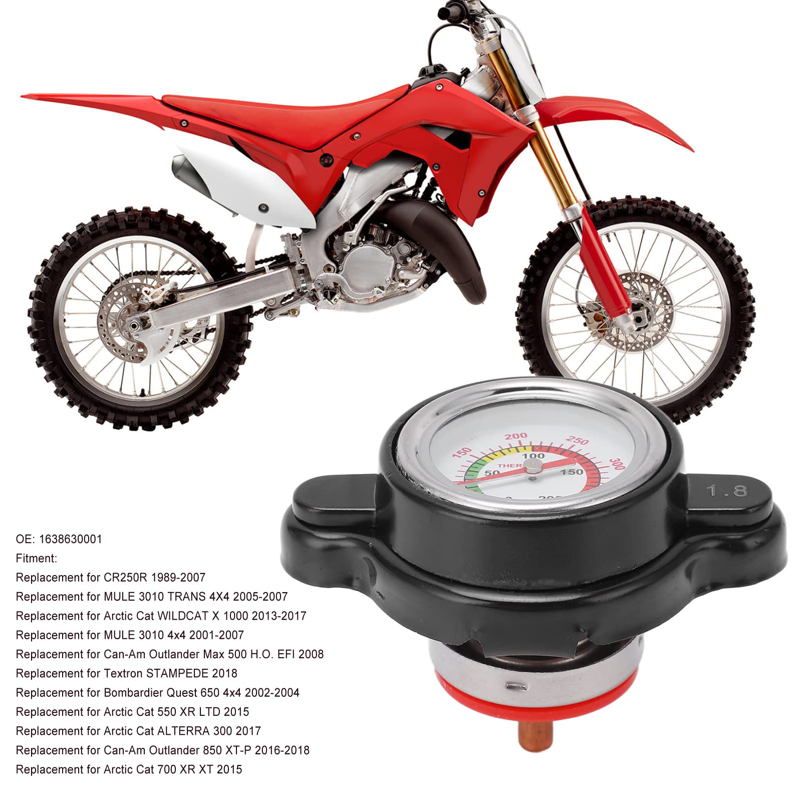 Aramox Tappo Radiatore Indicatore Temperatura, Tappo Radiatore Ad Alta Pressione con Indicatore di Temperatura 1,8 Bar 1638630001 Sostituzione Ad Alta Precisione