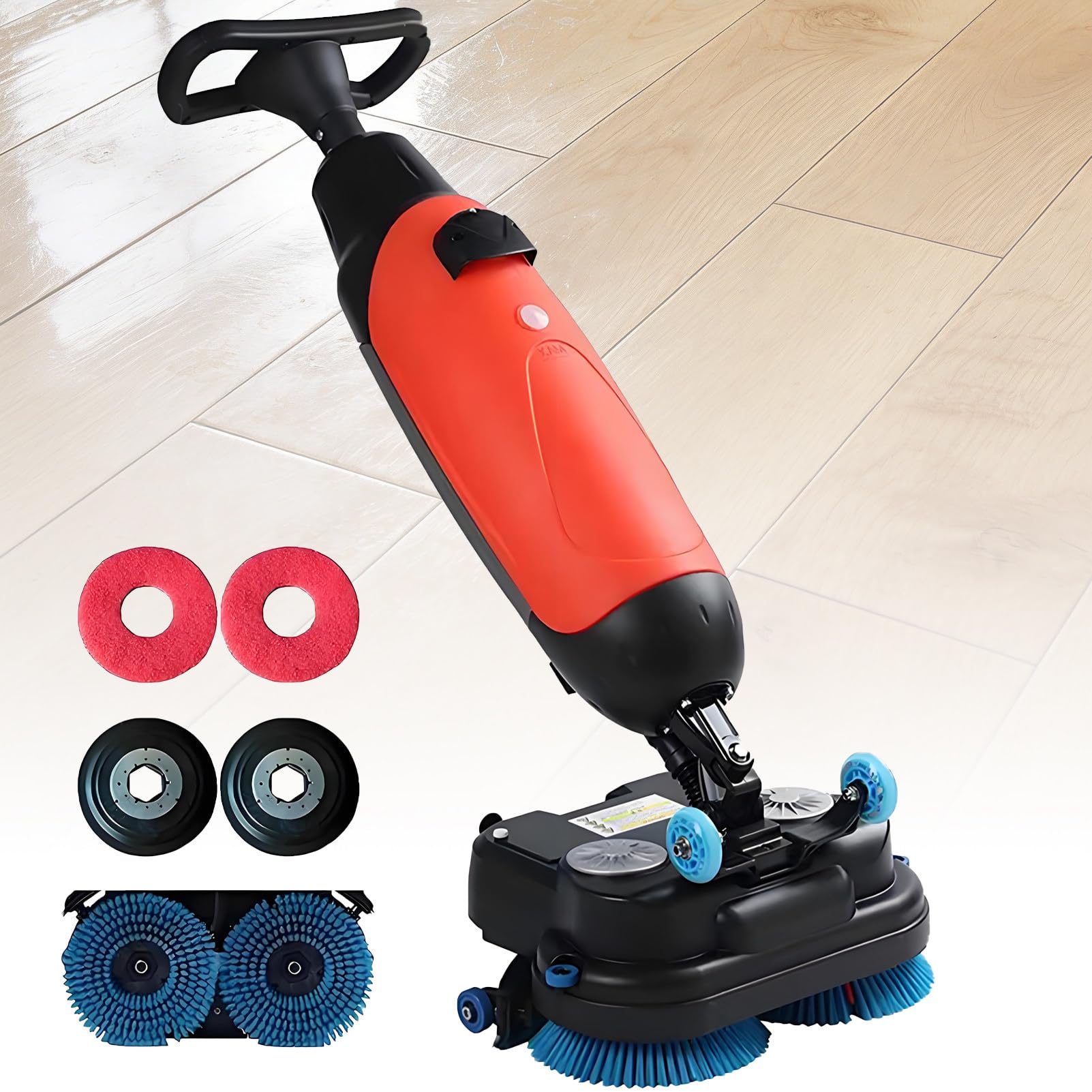 Fregadora de Suelos con batería de Larga duración, máquina Comercial inalámbrica de 36 V, Ancho de Limpieza de 43 cm (17"), cepillos Dobles de 240 RPM, depósito de recuperación de 7 L Red