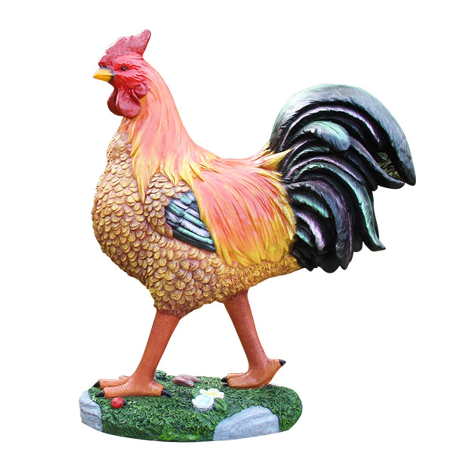 YXCQHZM Chicken Statue Roosters or Hens Resin Sculpture with Base Farm Animal Collectible Figurine Decorative (Roosters)