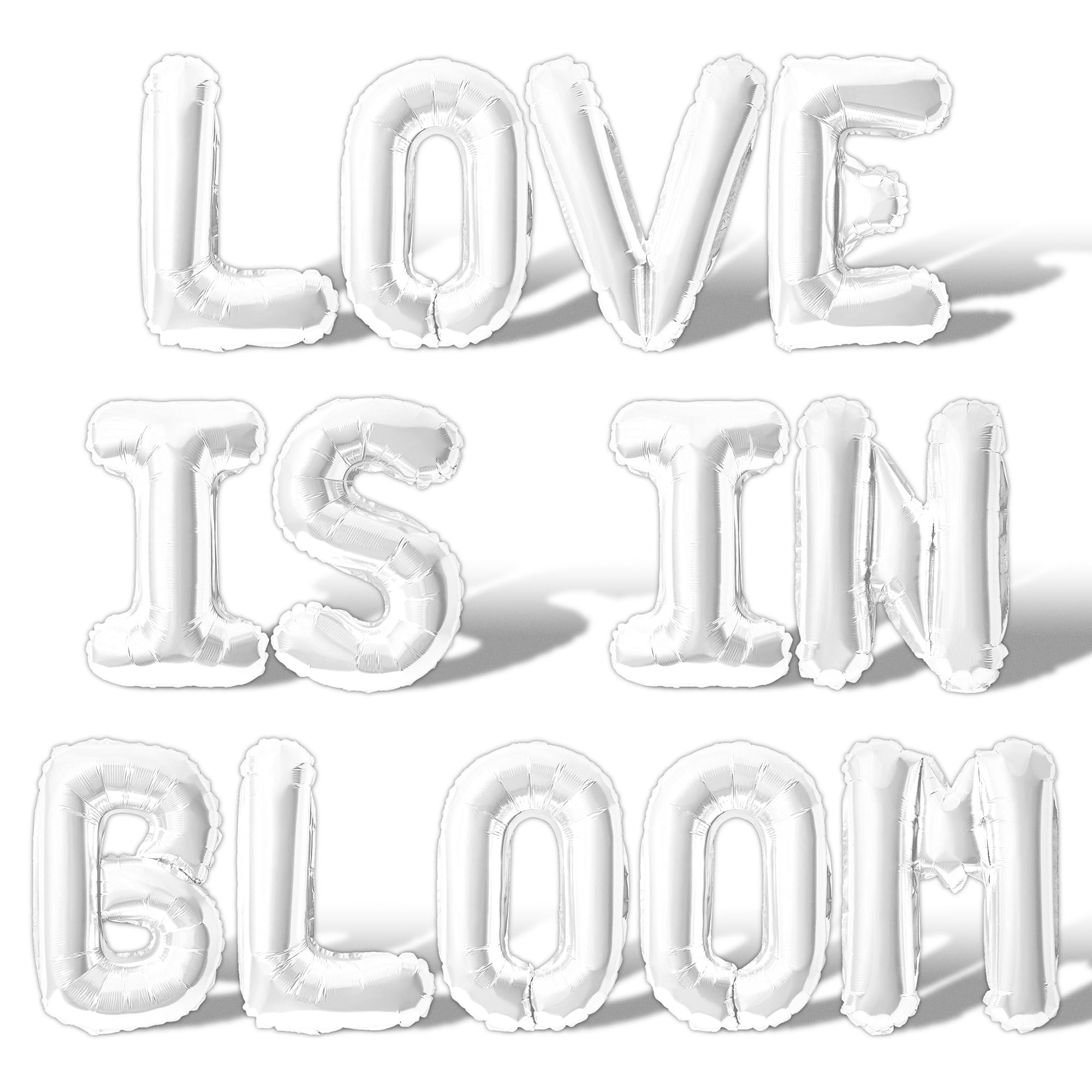 Letter Balloons - LOVE IS IN BLOOM 16" Inch Alphabet Letters Foil Mylar Balloon Engagement Party Banner (White)