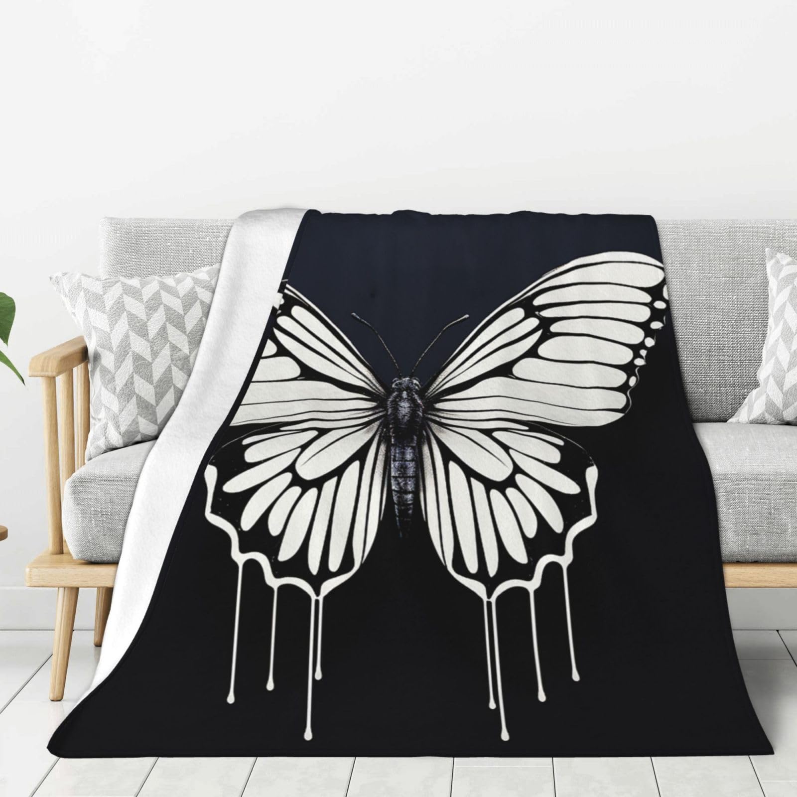Couverture polaire lit et canapé plaid flanelle doux papillon 152x127 cm