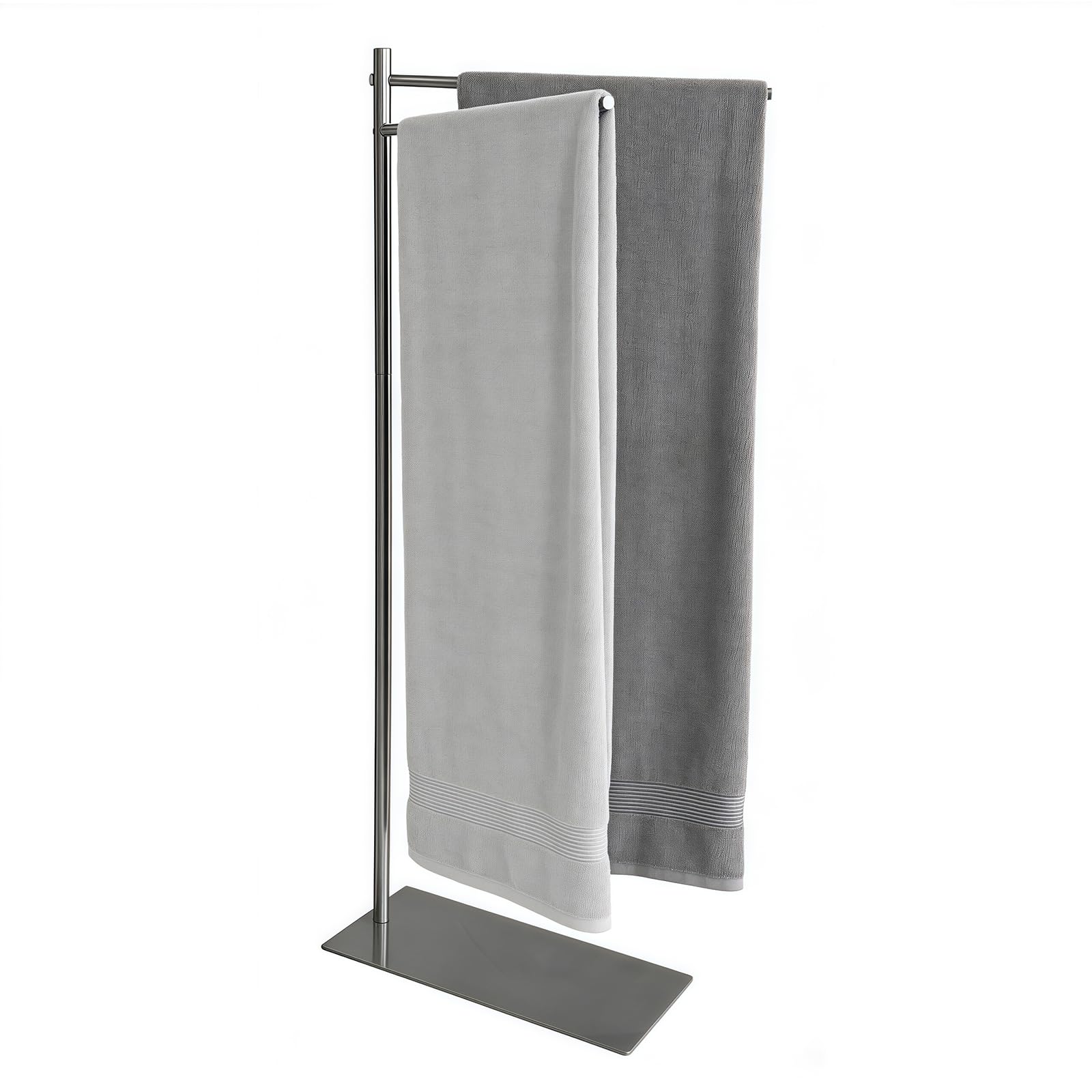 AJIEQAQ Handtuchhalter Stehend – Freistehender Handtuchständer für Badezimmer & Gäste-WC, 2 Stangen, Platzsparend mit extra massivem Standfuß, Badetuchhalter (32 x 29 x 78 cm)