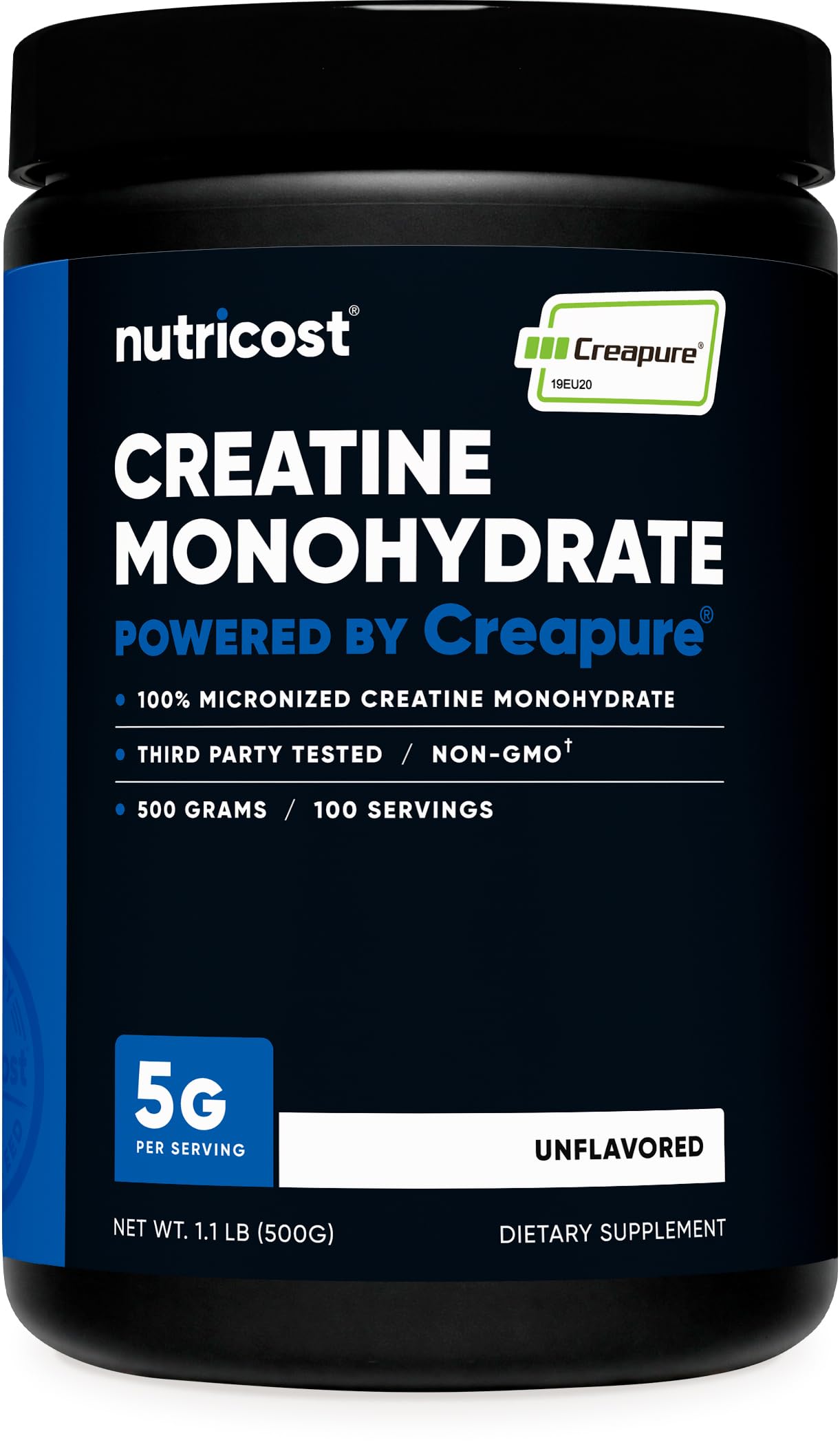 Nutricost Creapure® Creatine Monohydrate 500 Grams 1.1 Pound (Pack of 1)