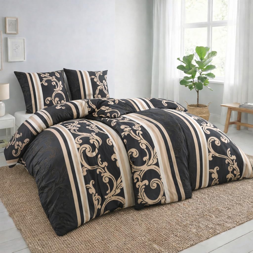 MALIKA Bettwäsche 135x200 4 teilig | ÖkoTex Zertifiziert & für Allergiker geeignet | Bettwäsche Set mit je 2 Bettbezügen 135 x 200 & Kissenbezügen 80x80 | modern | Größe:2X 135x200 + 2X 80x80 cm