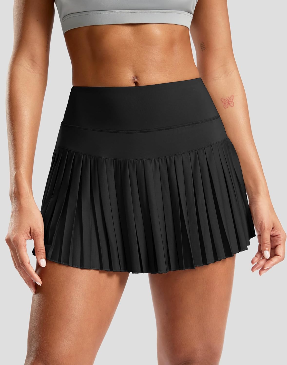 SANTINY Pleated Tennis Skirt for Women with Pockets High Waisted Athletic Golf Skorts with Shorts for Workout Pickleball - Image 3