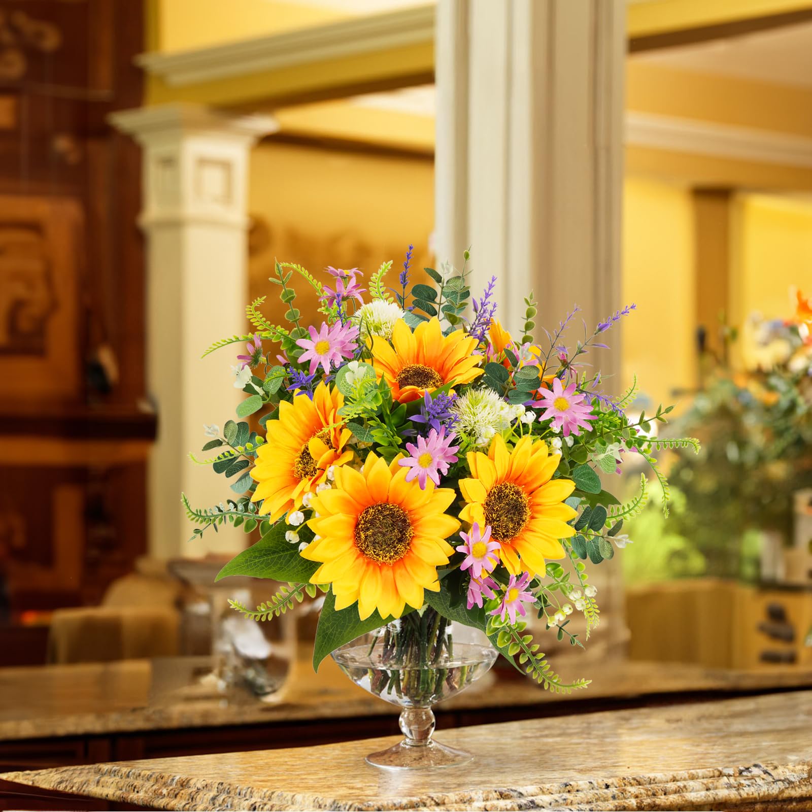 120 Teste Di Girasoli E Margherite Artificiali - Fiori In Seta Multicolore Con Stelo Corto Per Decorazioni Fai Da Te, Matrimoni E Torte - 4