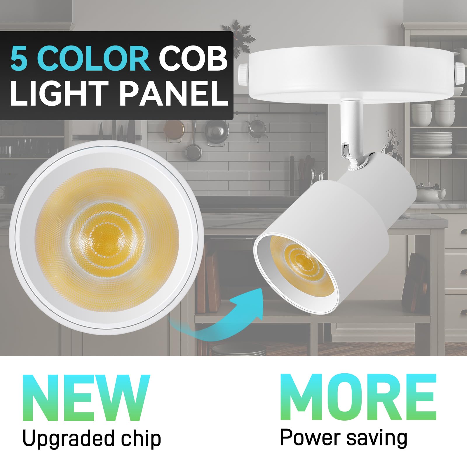 AIBISOD 5-Color Ceiling Spotlight 10W LED Ceiling Spot Lights Indoor White Directional Adjustable Dimmable Flush Mount Spotlight Fixtures for Kitchen Living Room Hallway Gallery Art Light CRI90+ 24°