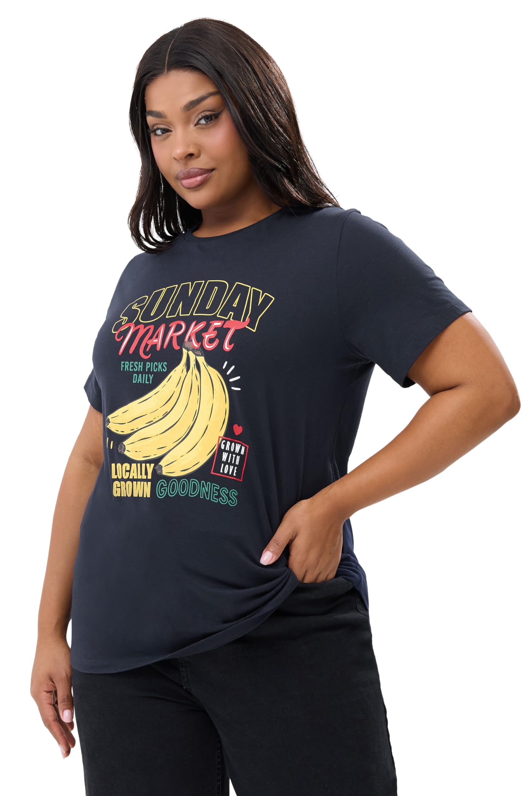 Yours Women's Dark Navy Banana Graphic T-Shirt In Size 20