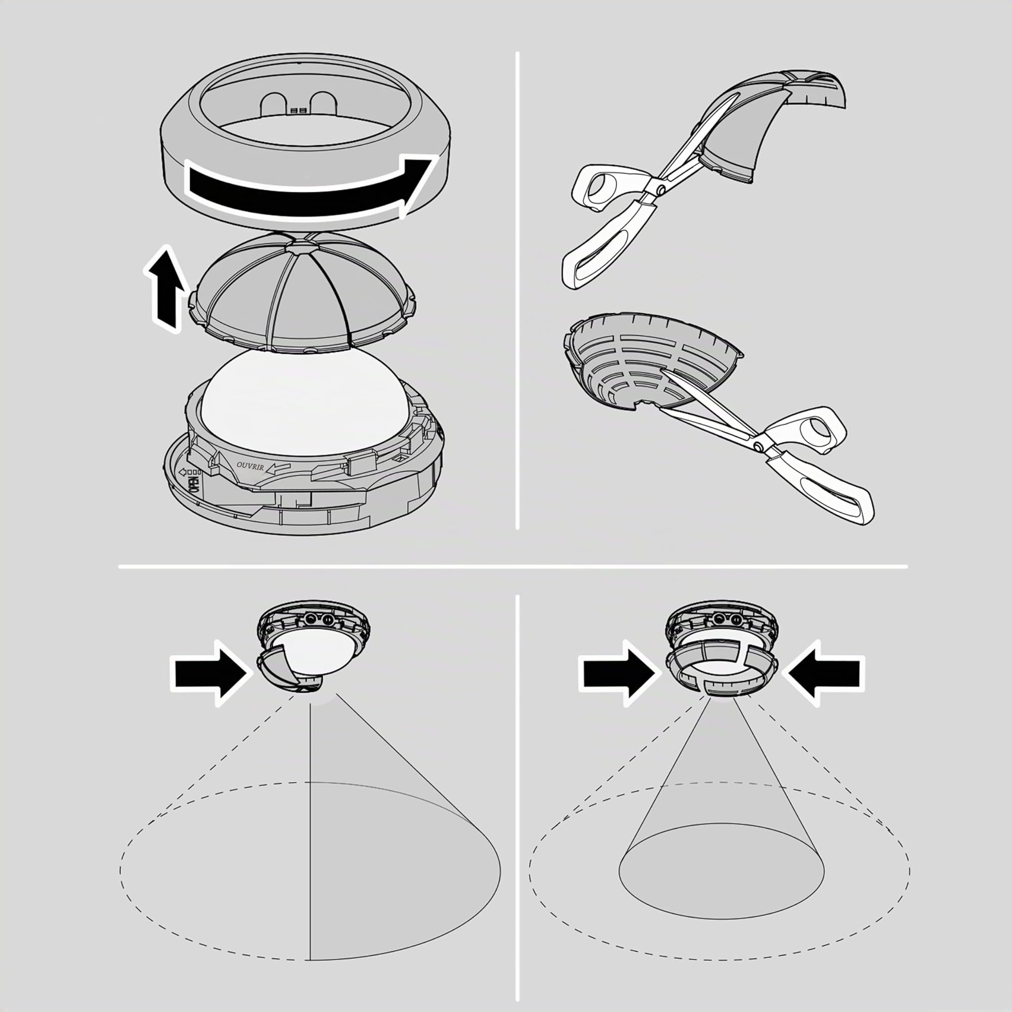 Steinel détecteur de mouvement IS 360-3 blanc, 2000 W, détecteur de mouvement infrarouge PIR 360°, portée 12 m | charge de commutation 2000 W, capteur infrarouge 360°, portée 12 m, adapté aux LED, montage au plafond